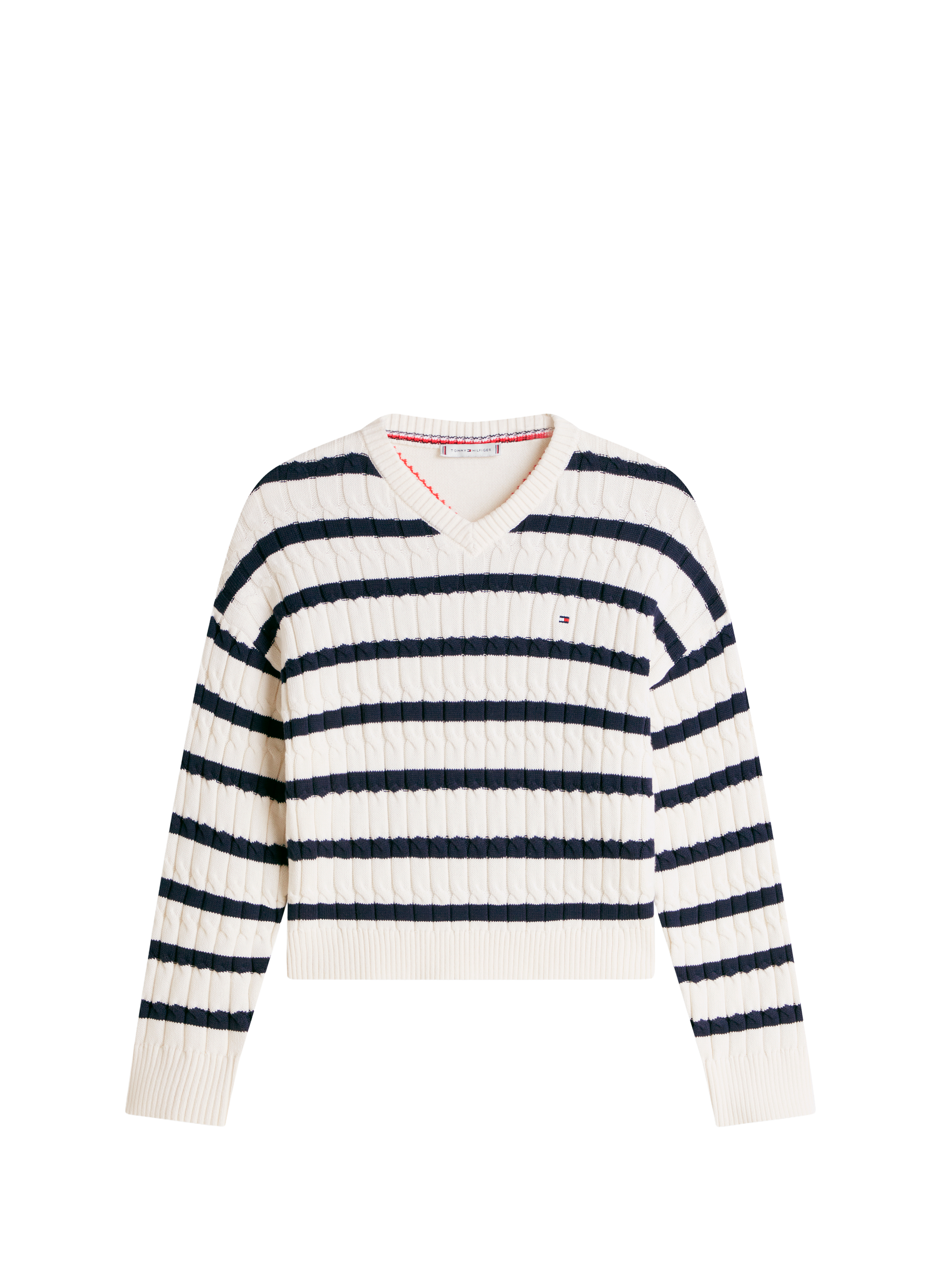 Twisted cotton V-neck sweater TOMMY HILFIGER Multicolour