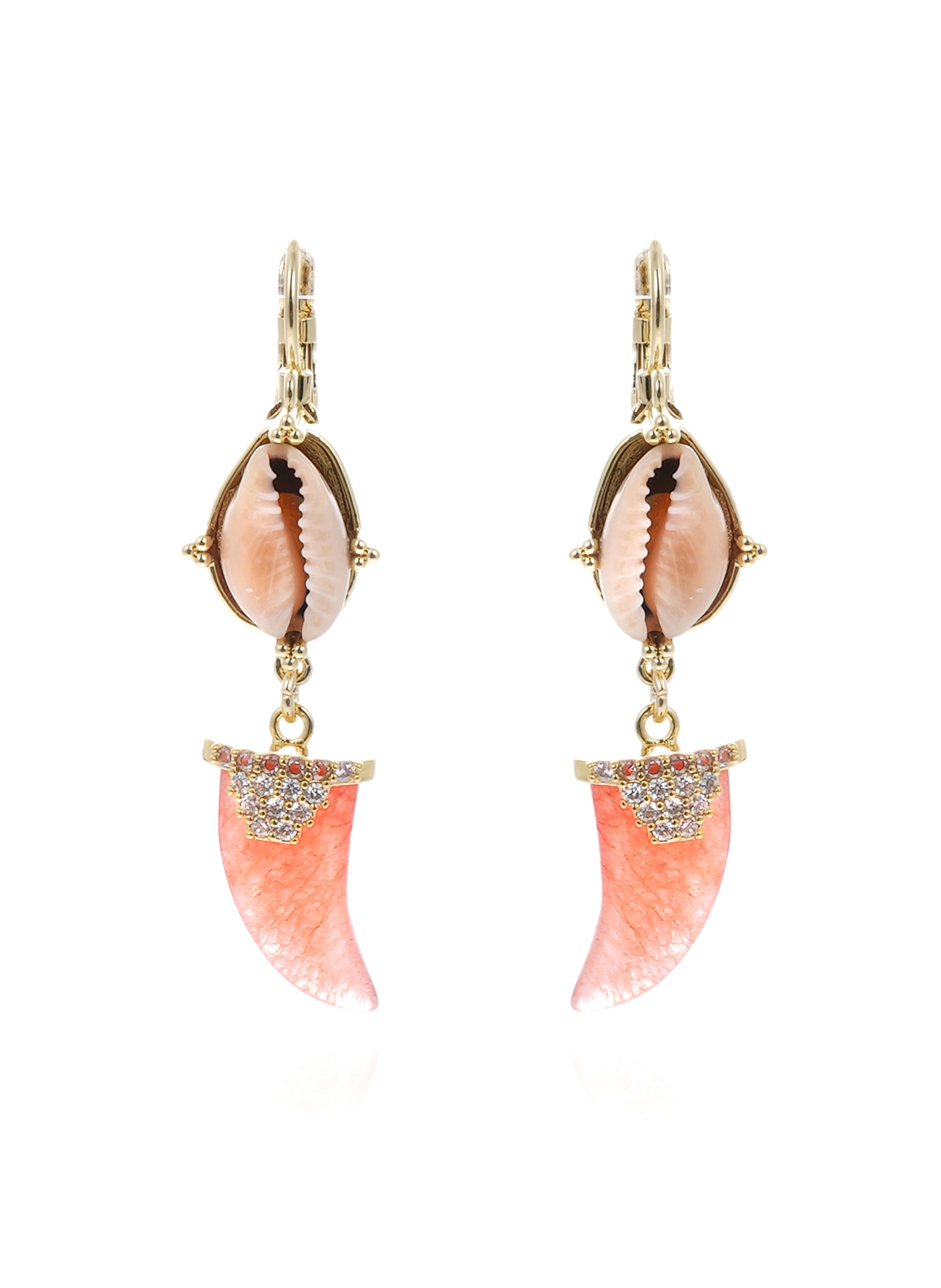 Boucles d'oreilles dormeuses pendantes avec perles VAYANA HIPANEMA Orange