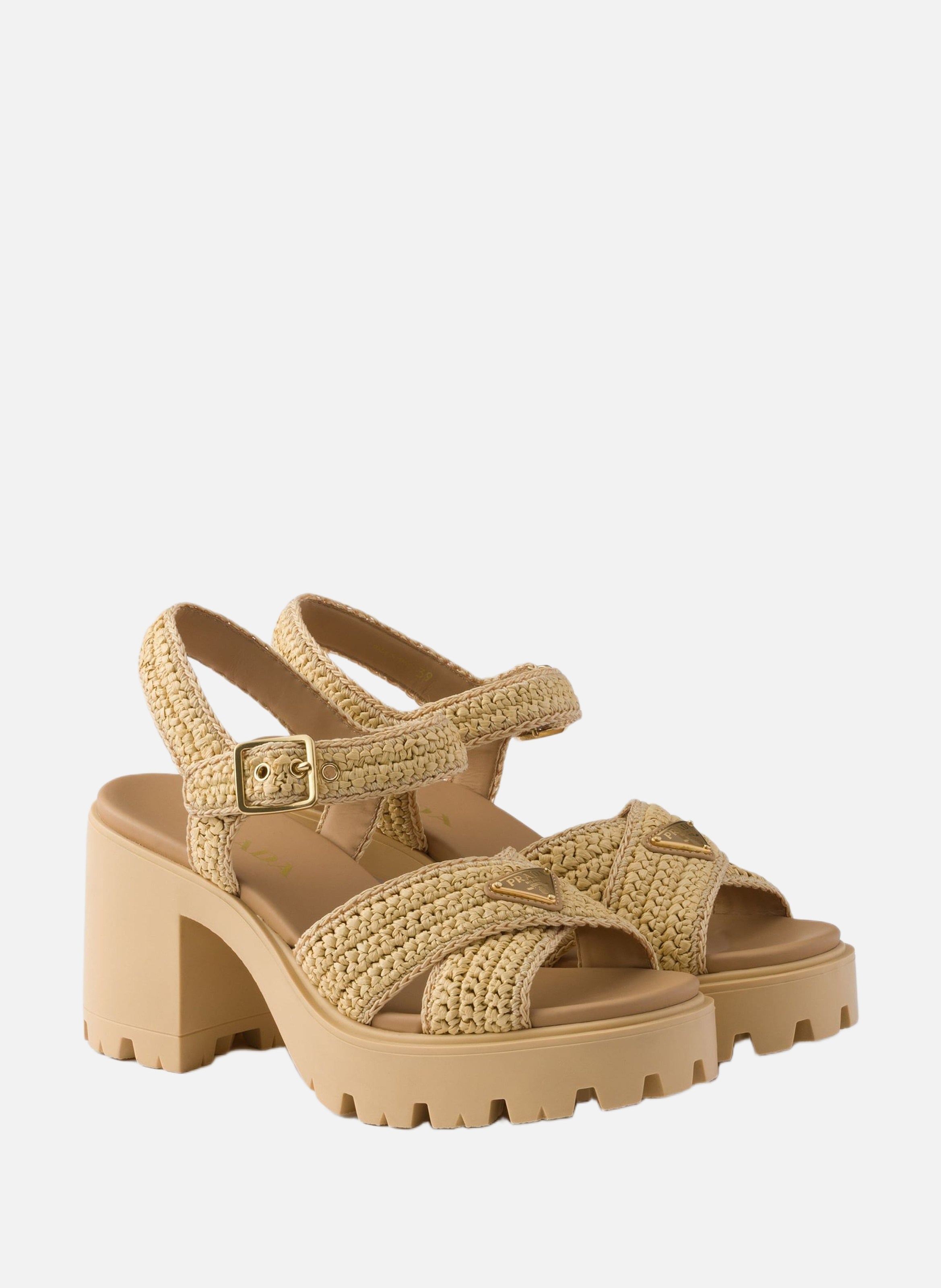 Sandales en crochet PRADA Beige