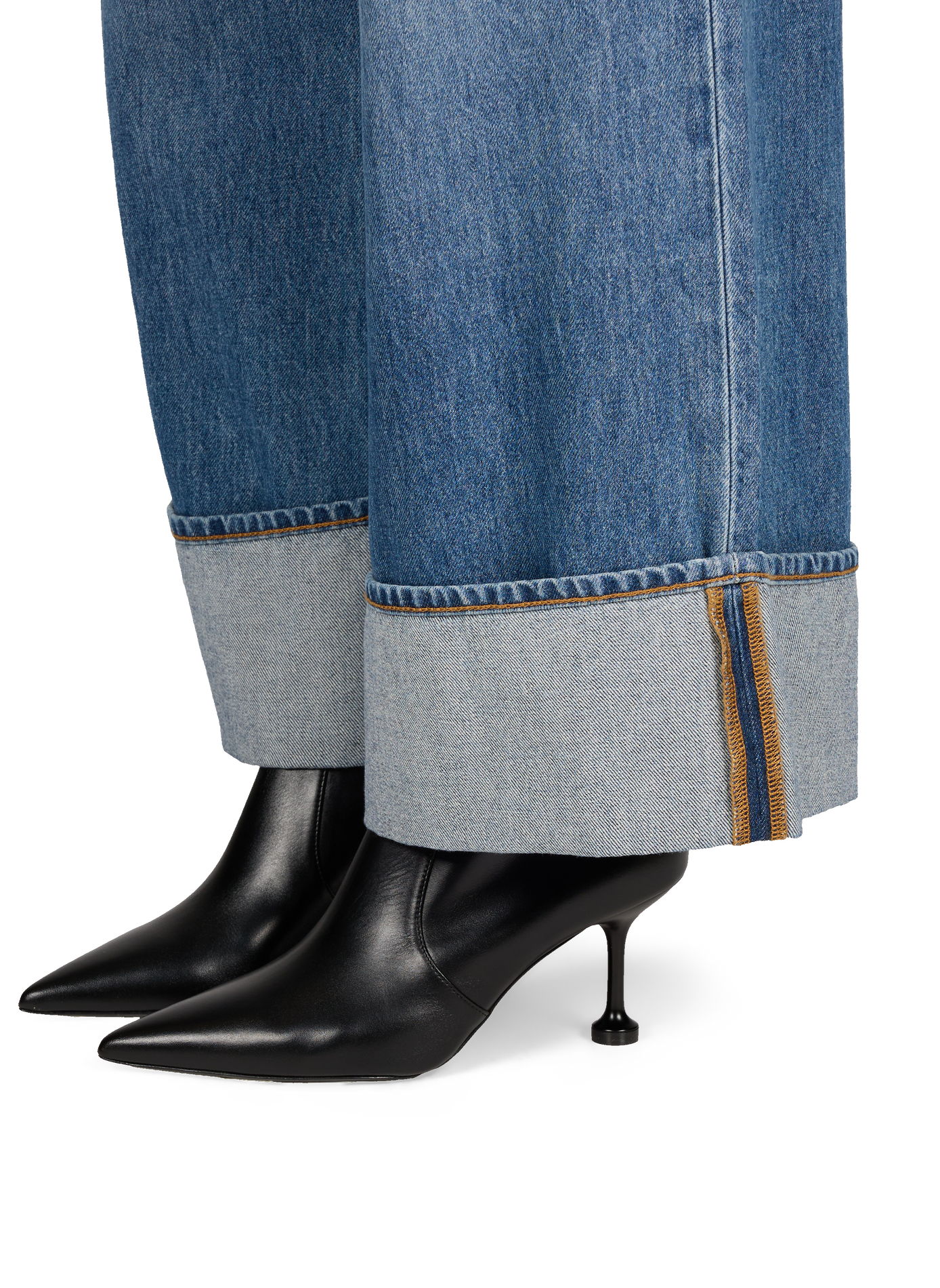 Straight leg cotton jeans with wide cuffs HELMUT LANG Blue