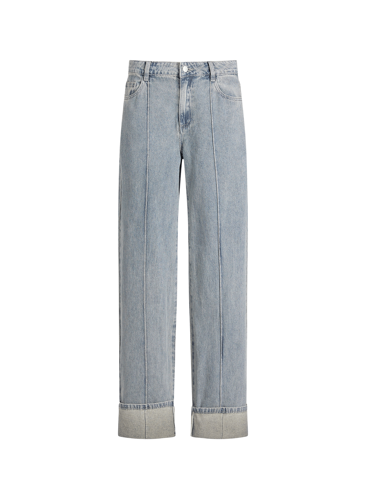 Jean droit à revers en coton ROUGE EDIT Bleu