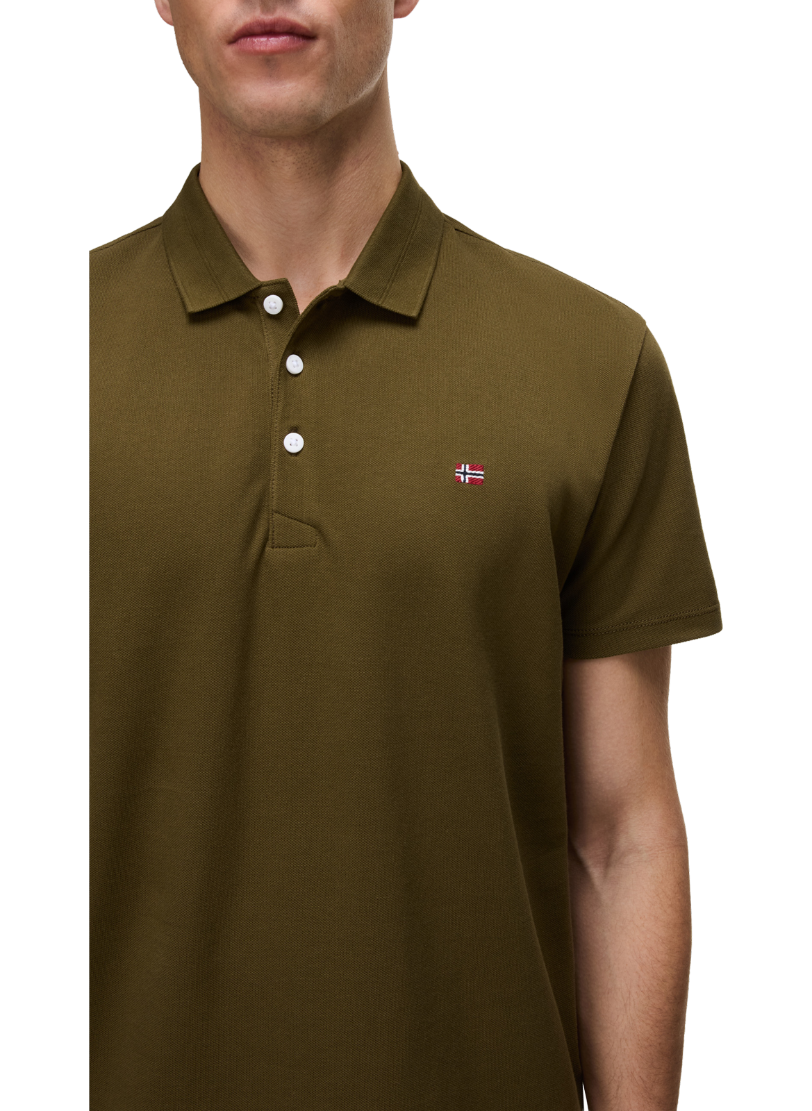 Polo droit en coton Kaki