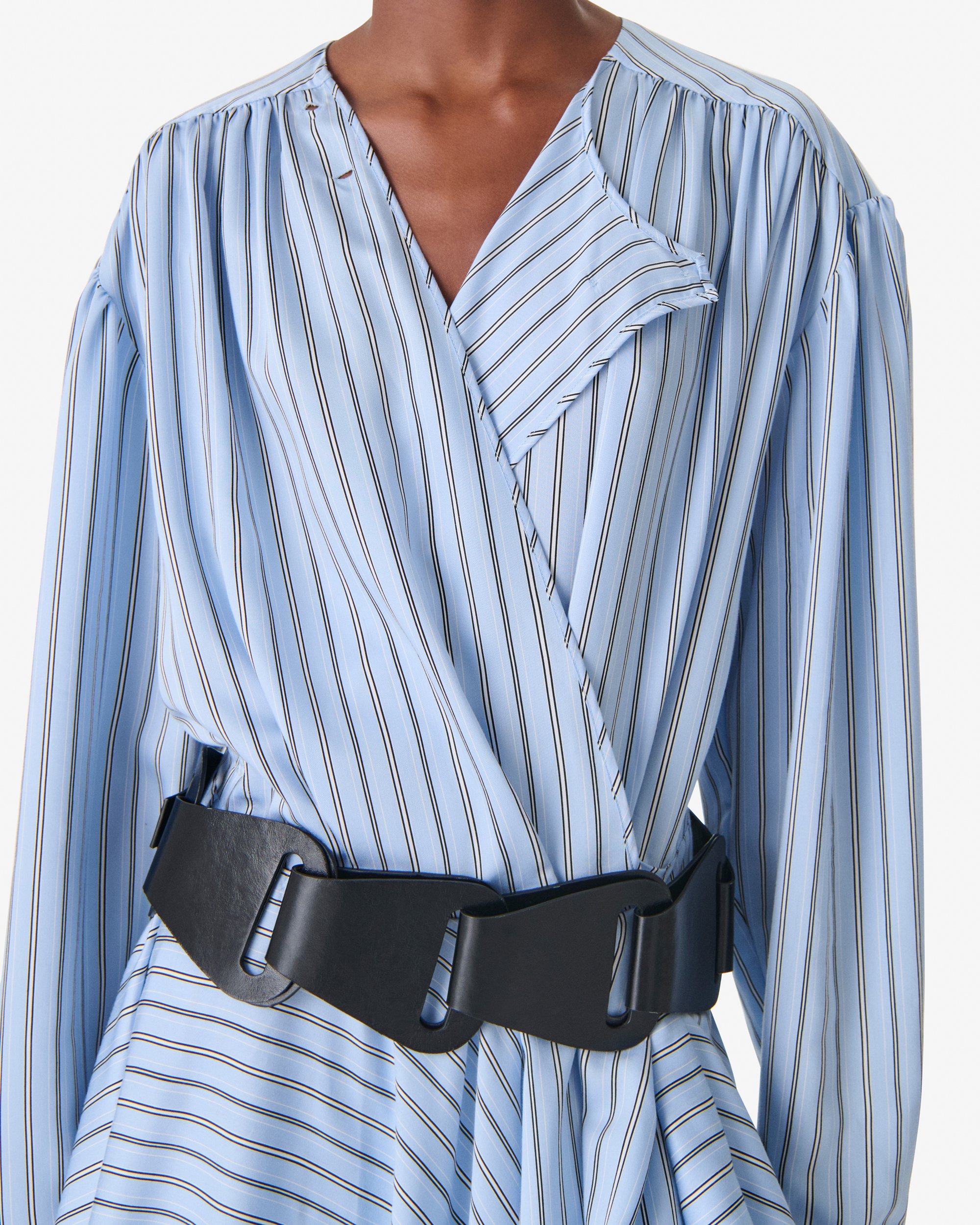 Ceinture large en cuir origami IRO Noir