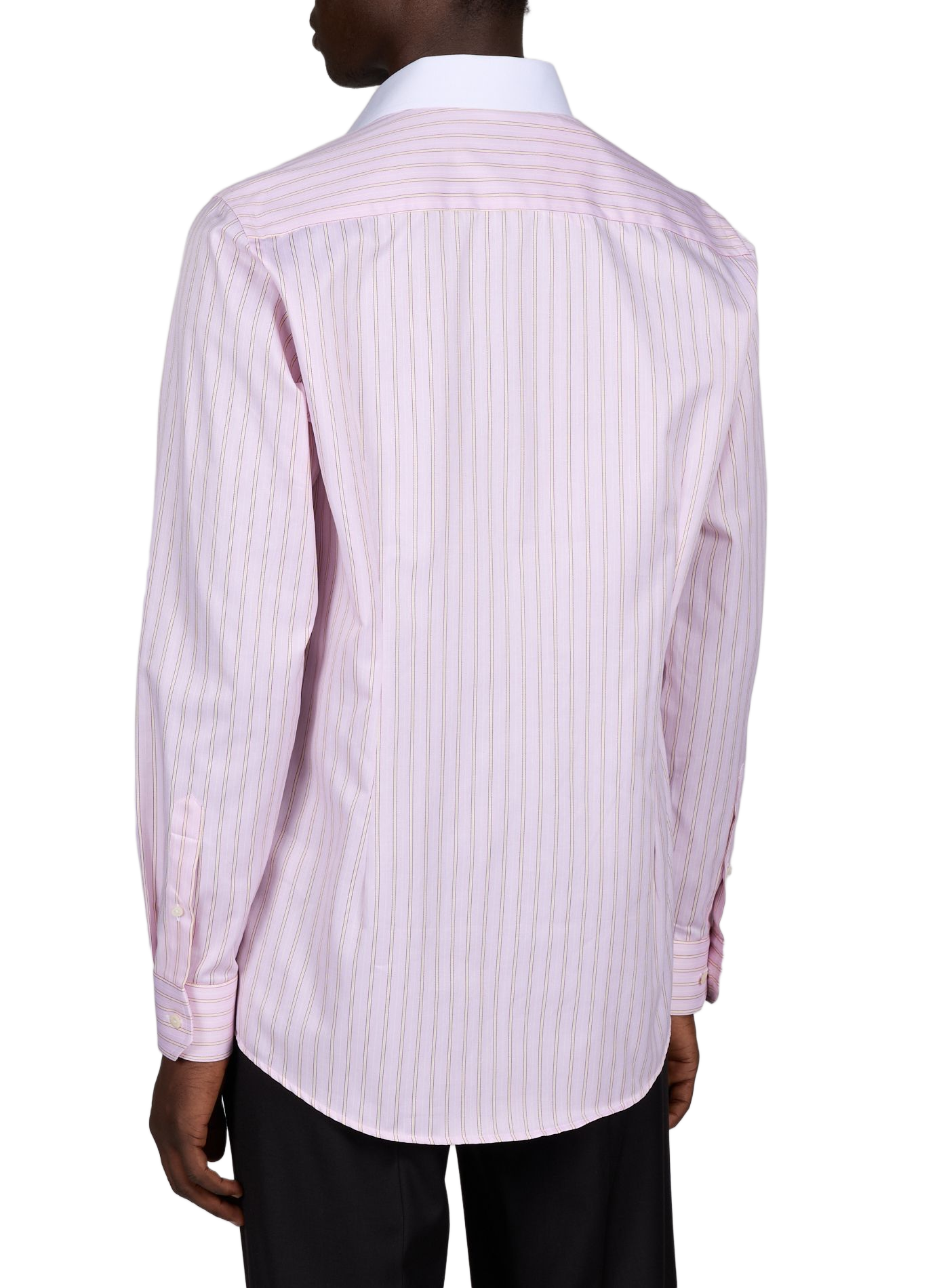 Chemise droite rayée à col contrasté en coton ETON Rose