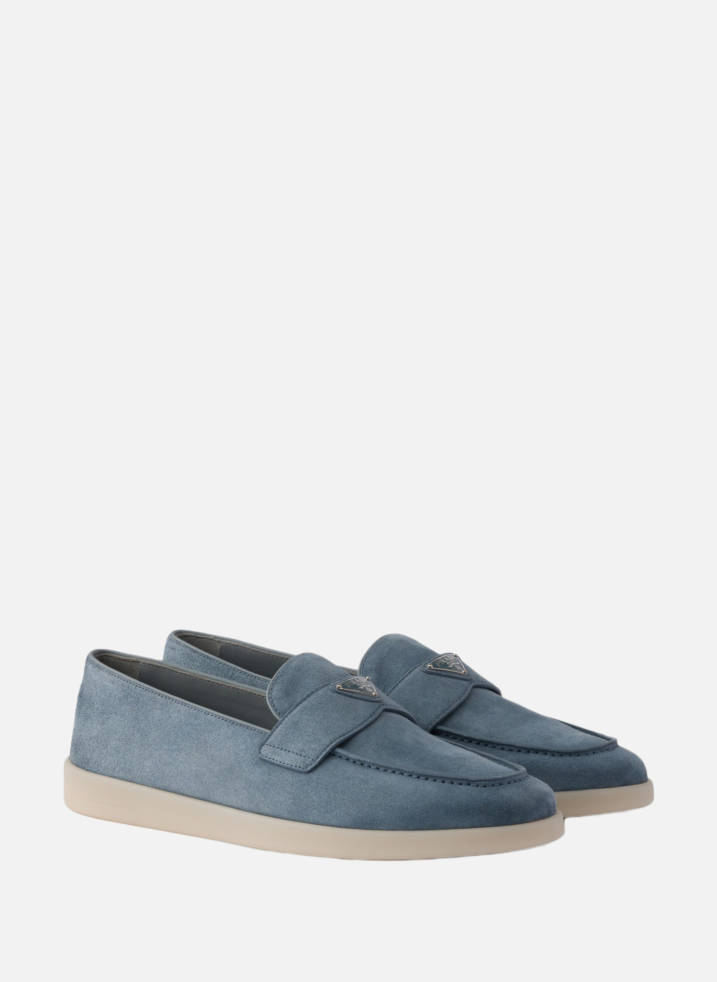Mocassins en veau velours PRADA Bleu