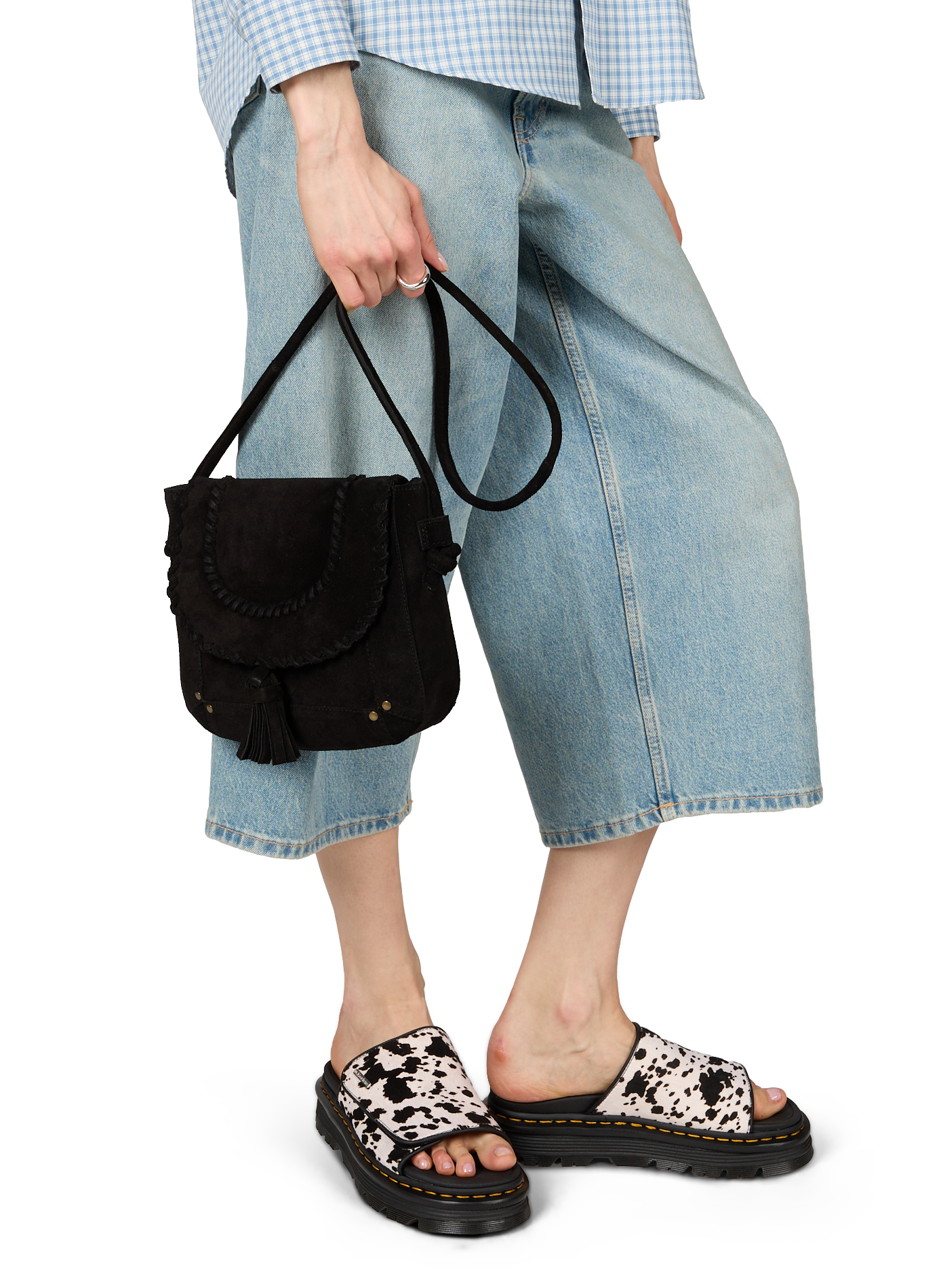 Suede leather shoulder bag VILA Black