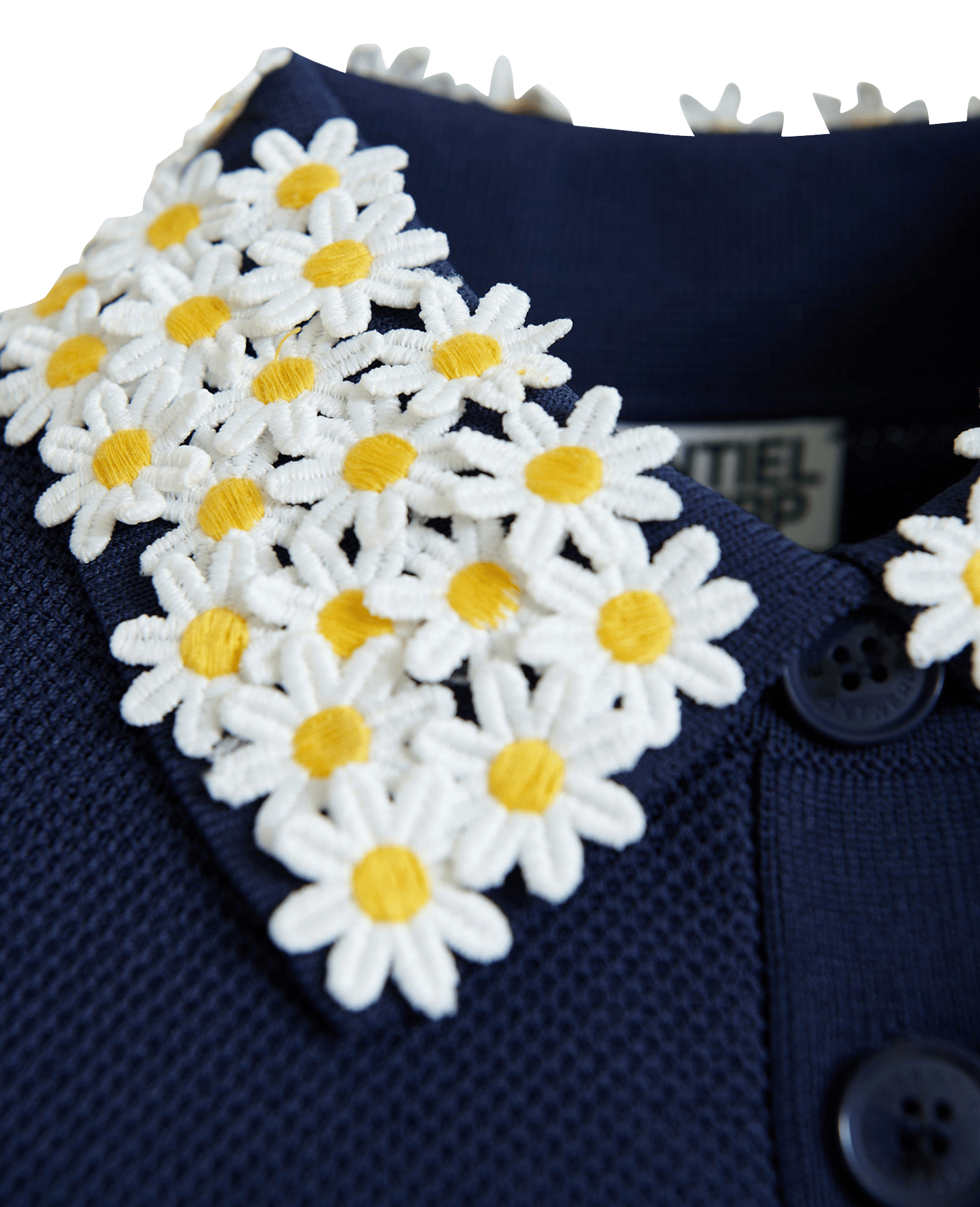 Polo manches courtes uni à fleurs jember Bleu