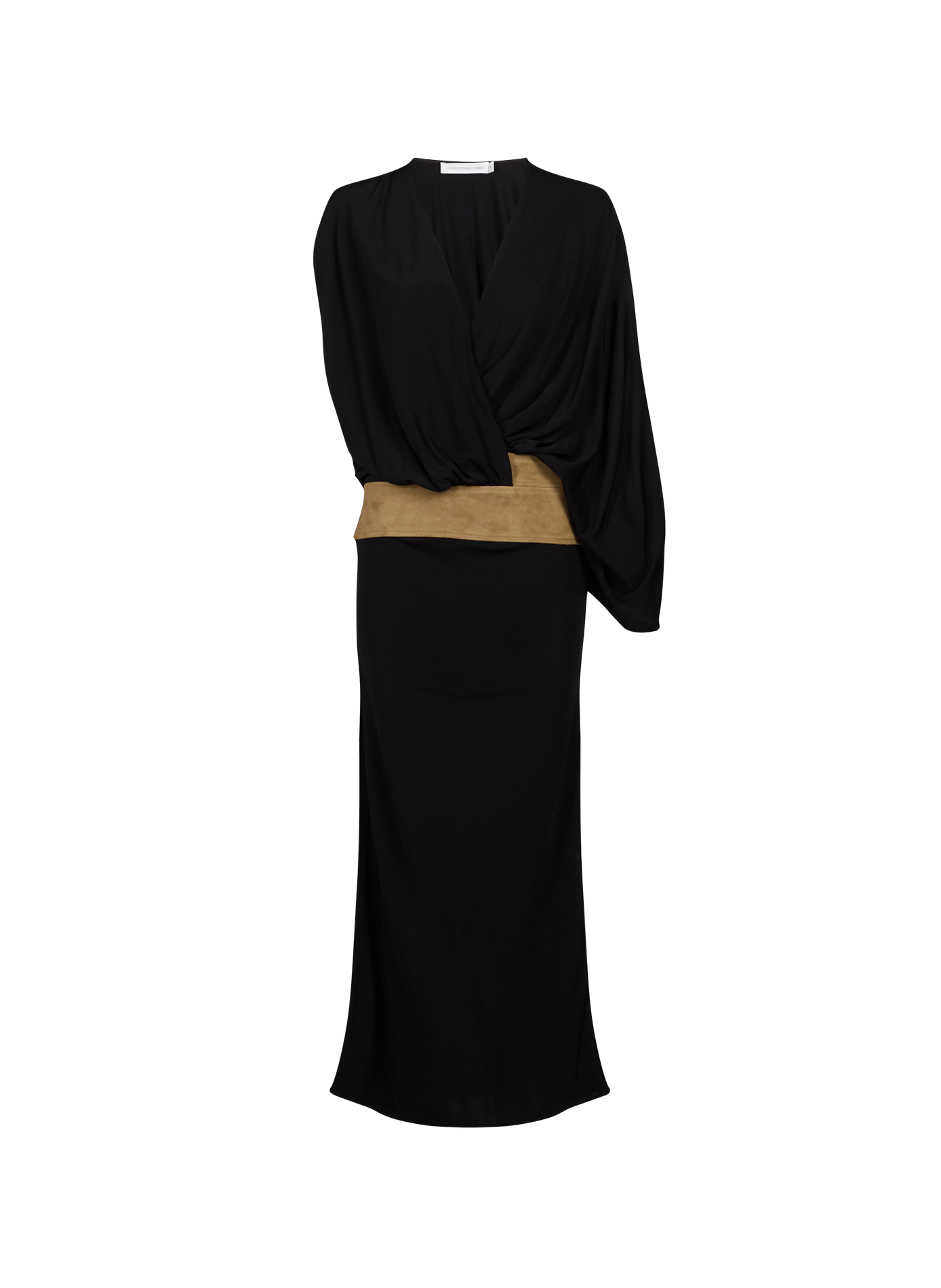 Robe drapée Contour en cuir CHRISTOPHER ESBER Noir