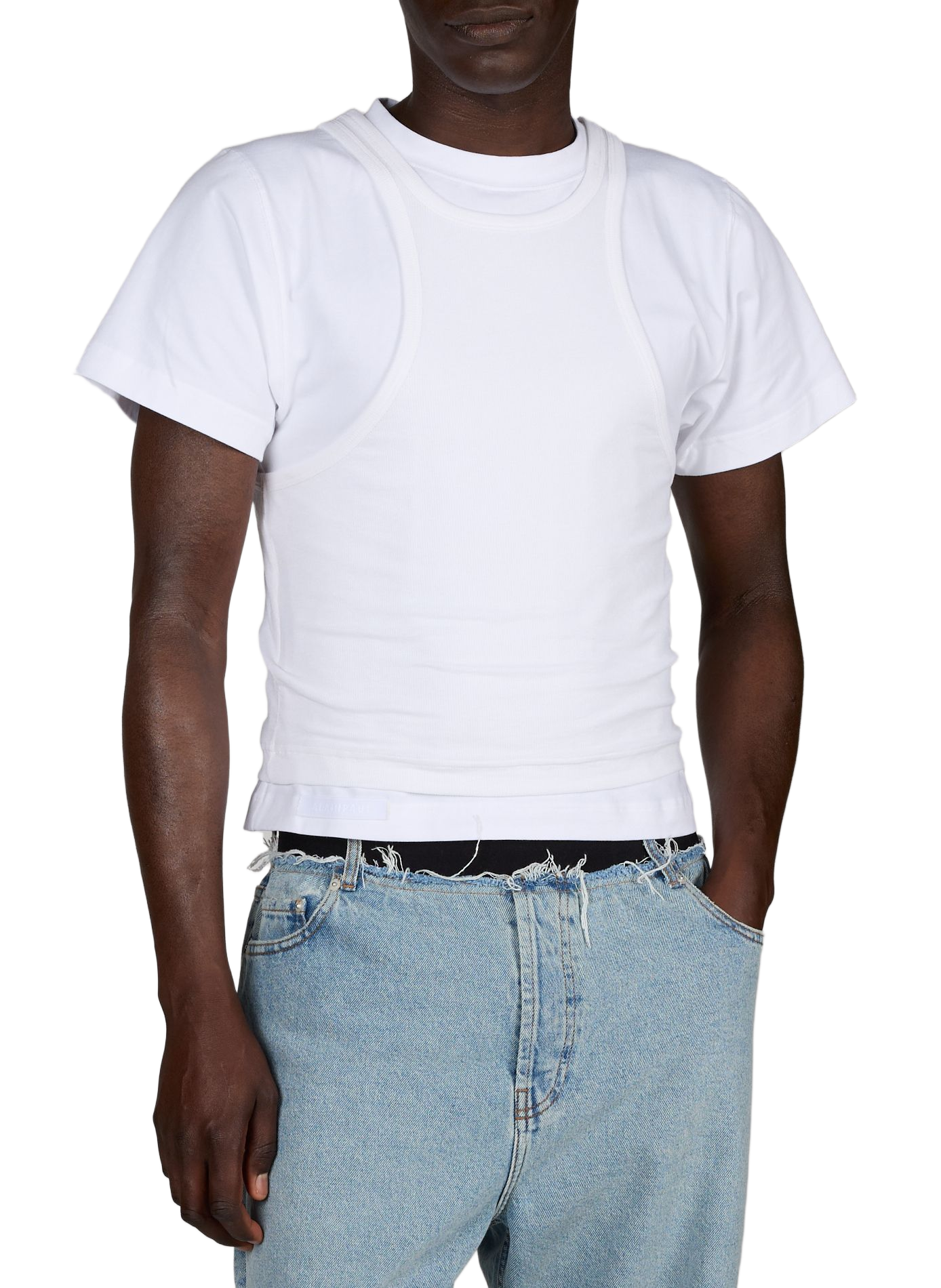 T-shirt doublé débardeur en coton mélangé ALAINPAUL Blanc