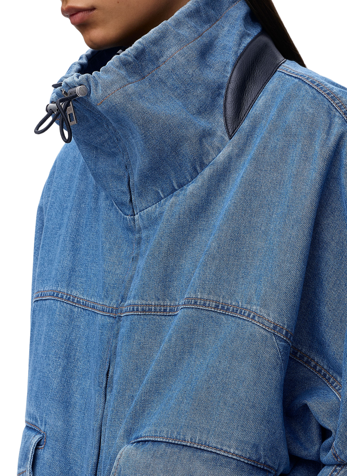 Jacket with high collar in cotton denim LOEWE Blue