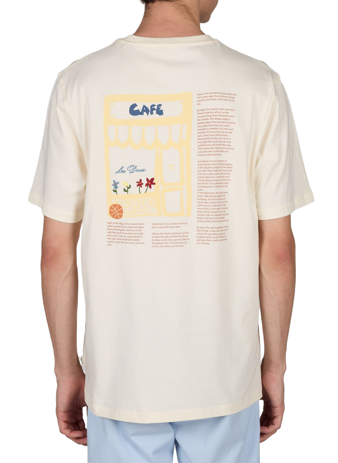 T-shirt droit imprimé à broderies en coton LES DEUX Blanc