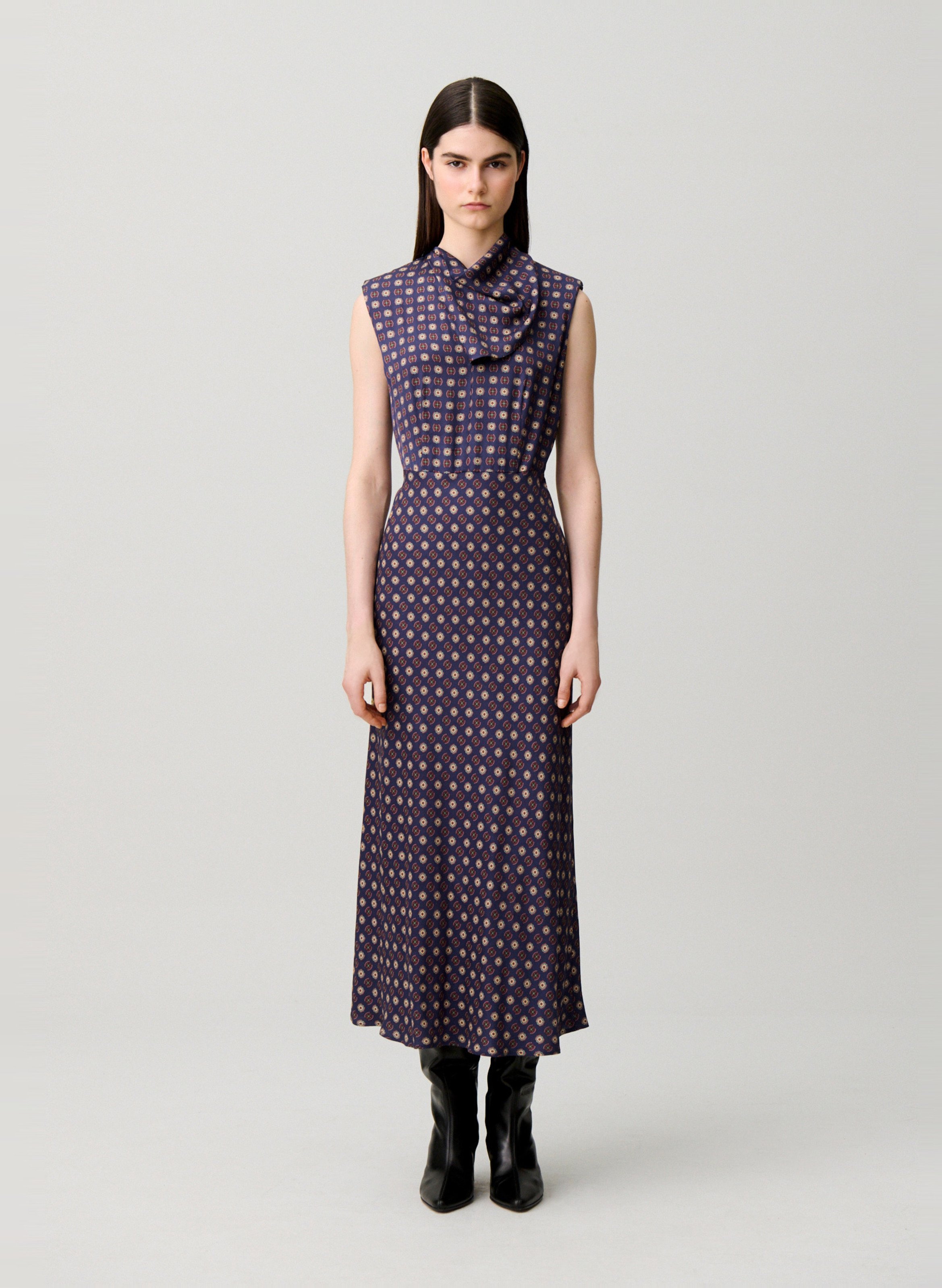 Robe midi imprimée CLAUDIE PIERLOT Bleu
