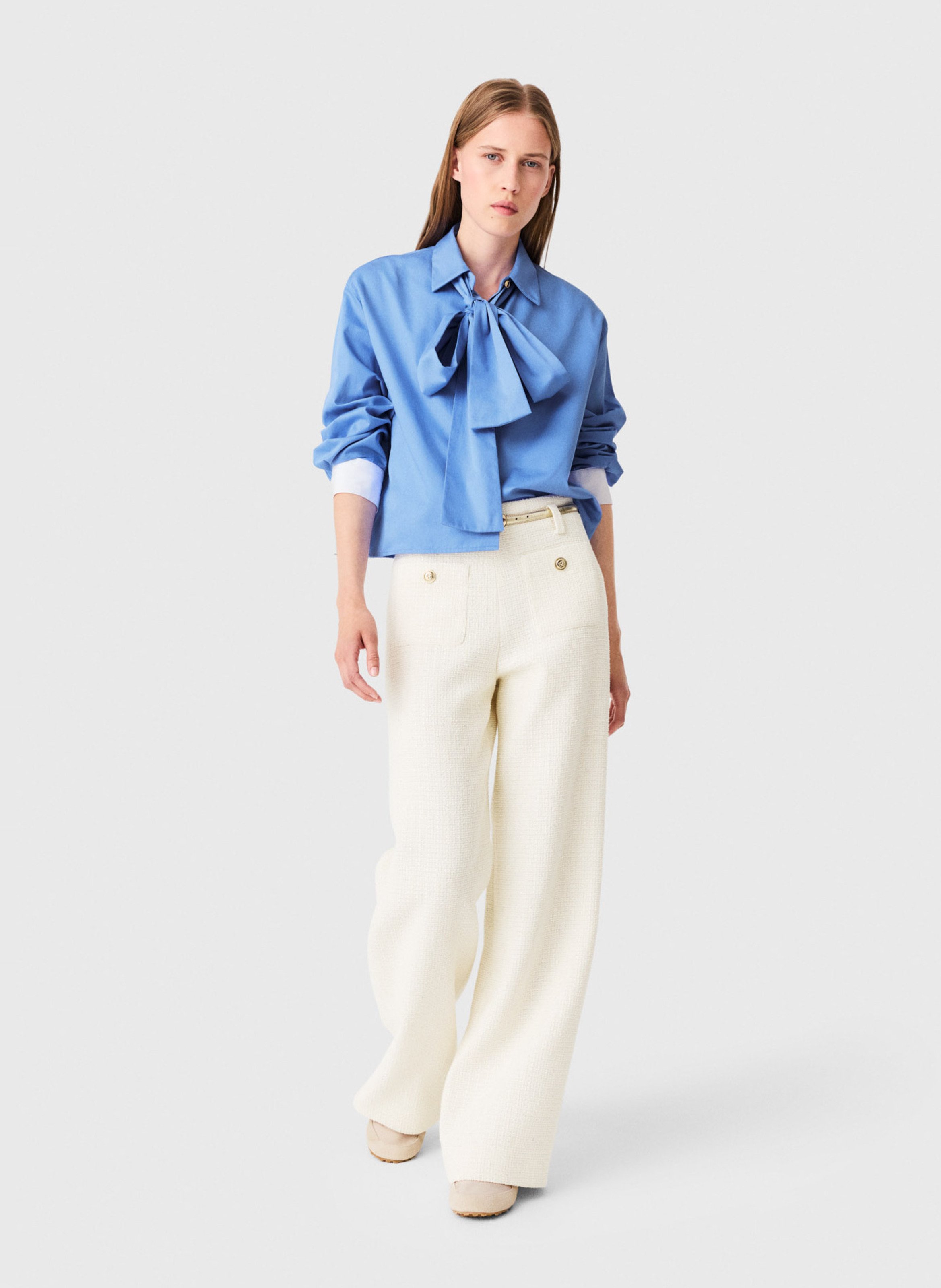 Pantalon large en tweed MAJE Beige