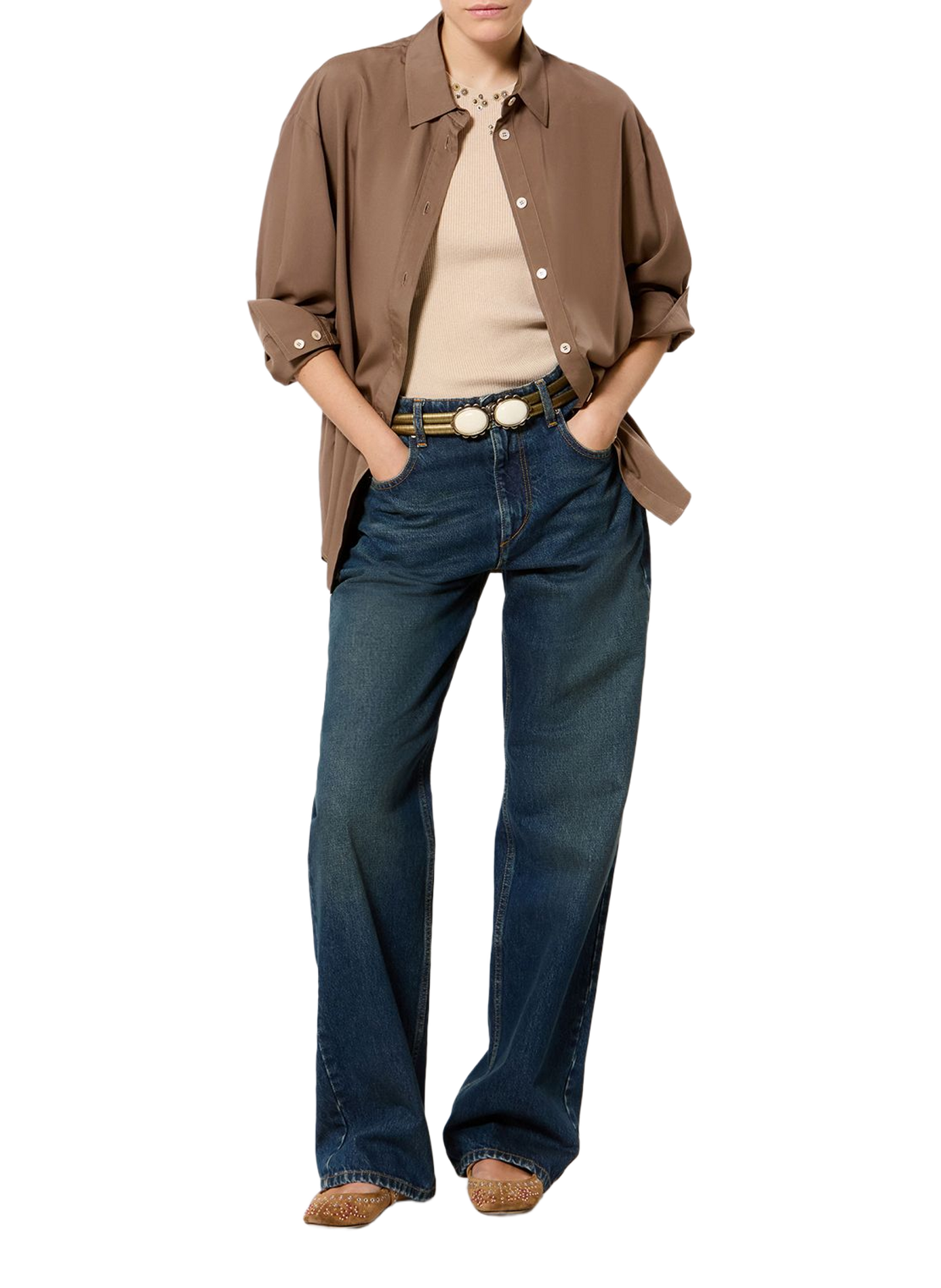 Fließende Bluse von Fabriza mit langen Ärmeln ISABEL MARANT Khaki