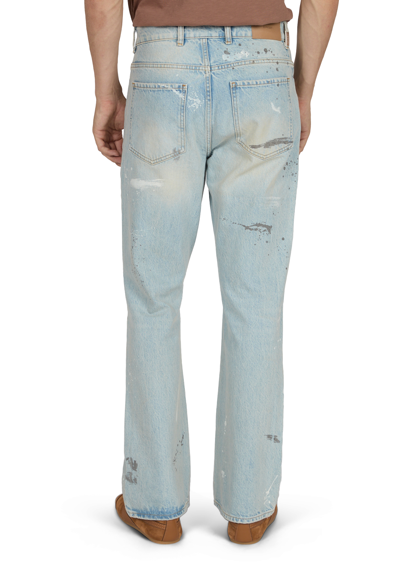 Ripped bootcut jeans with paint splatter effect in cotton REPRESENT Blue