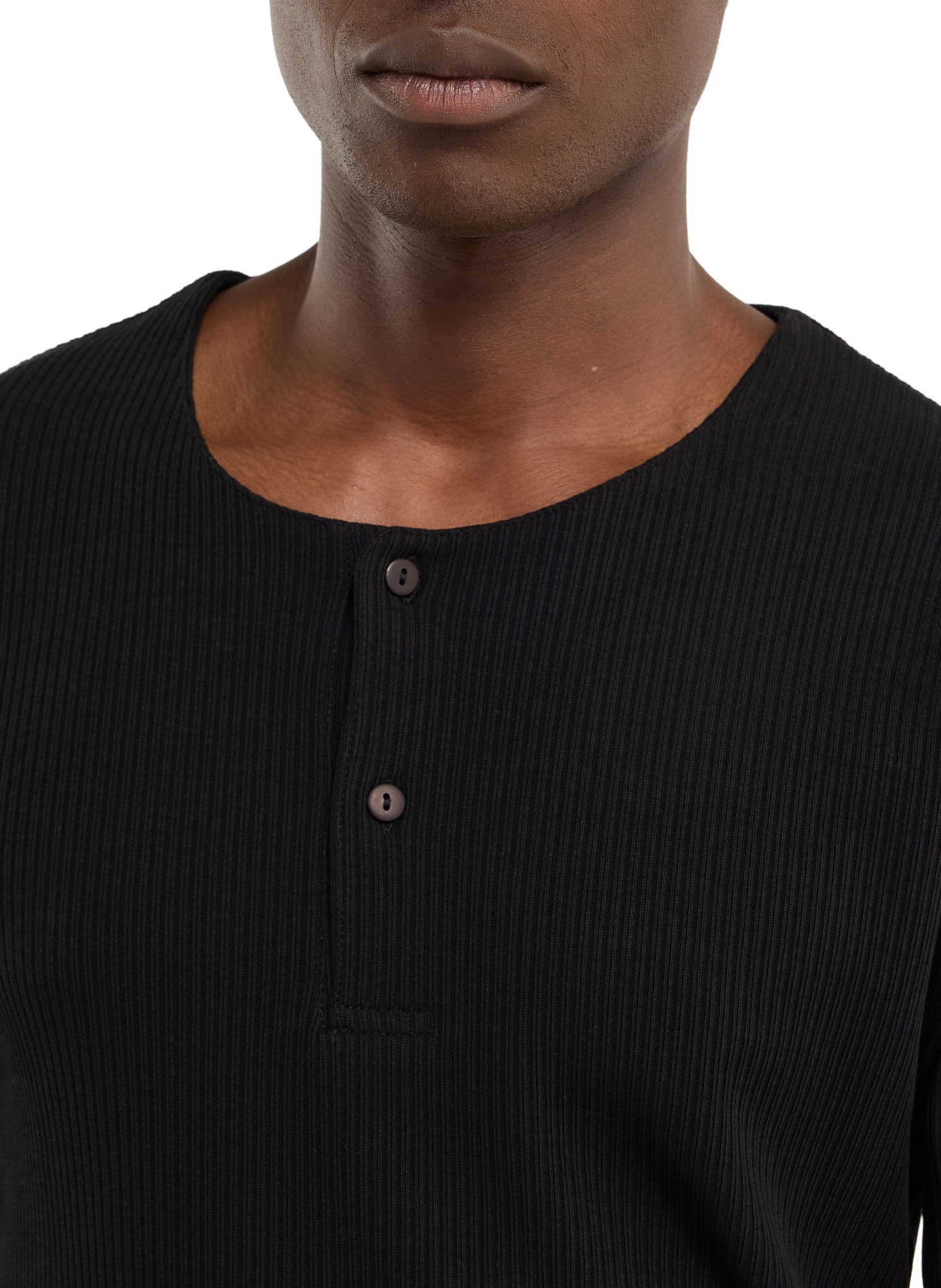 Geripptes Henley-T-Shirt aus Baumwolle SAISON 1865 Schwarz