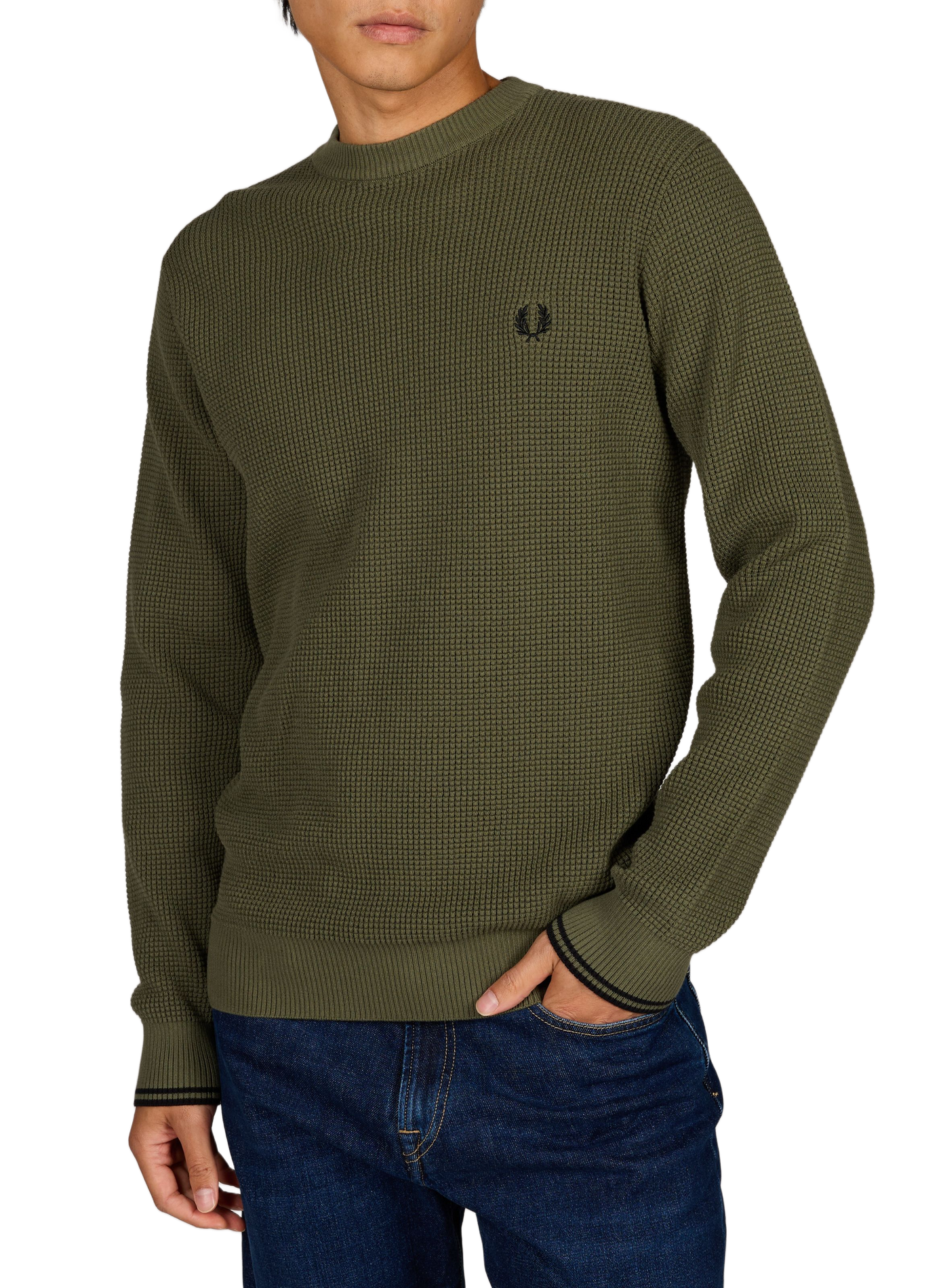 Geprägter Baumwollpullover FRED PERRY Grun