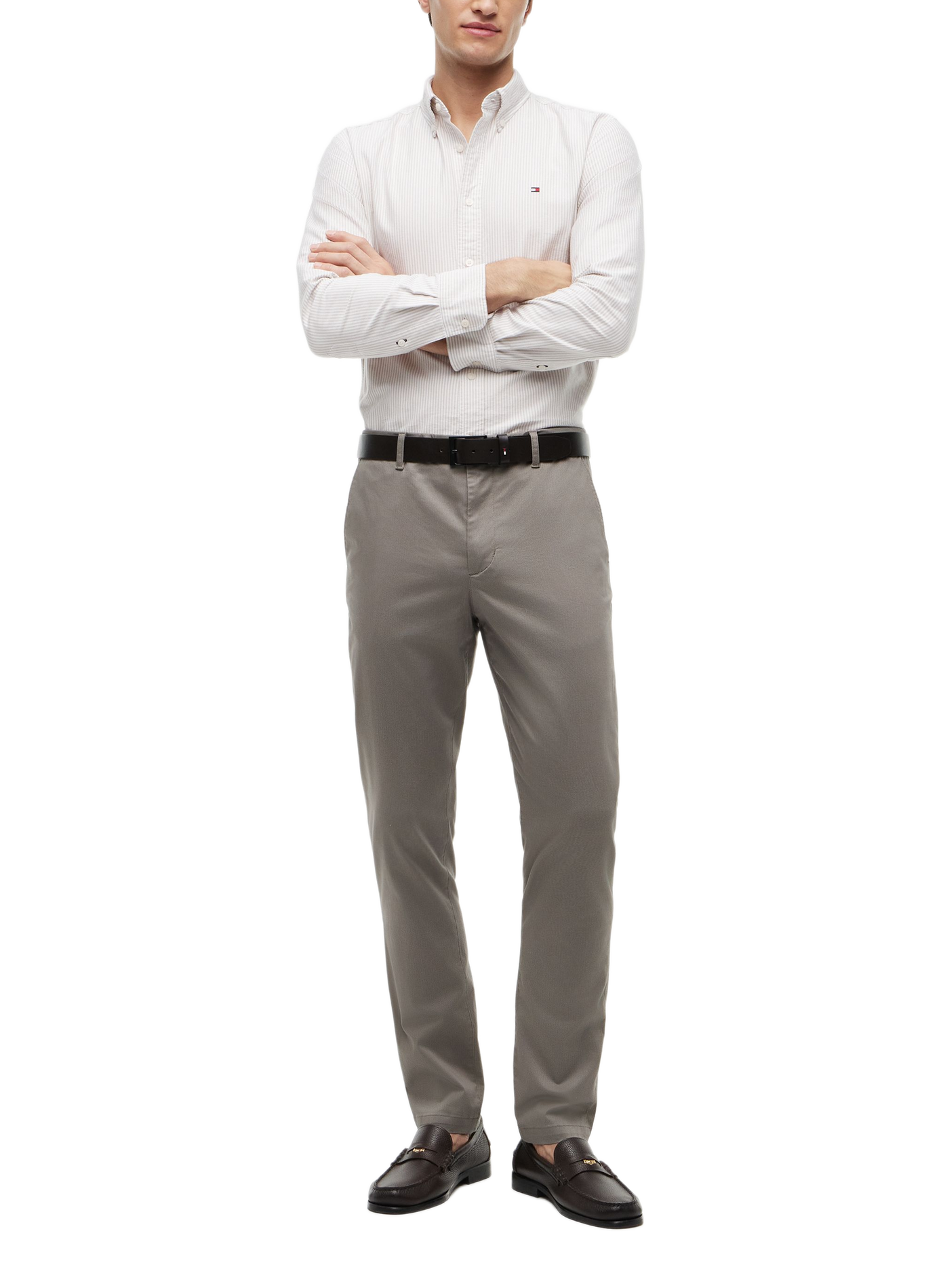 Pantalon chino slim Bleeker en coton mélangé TOMMY HILFIGER Gris