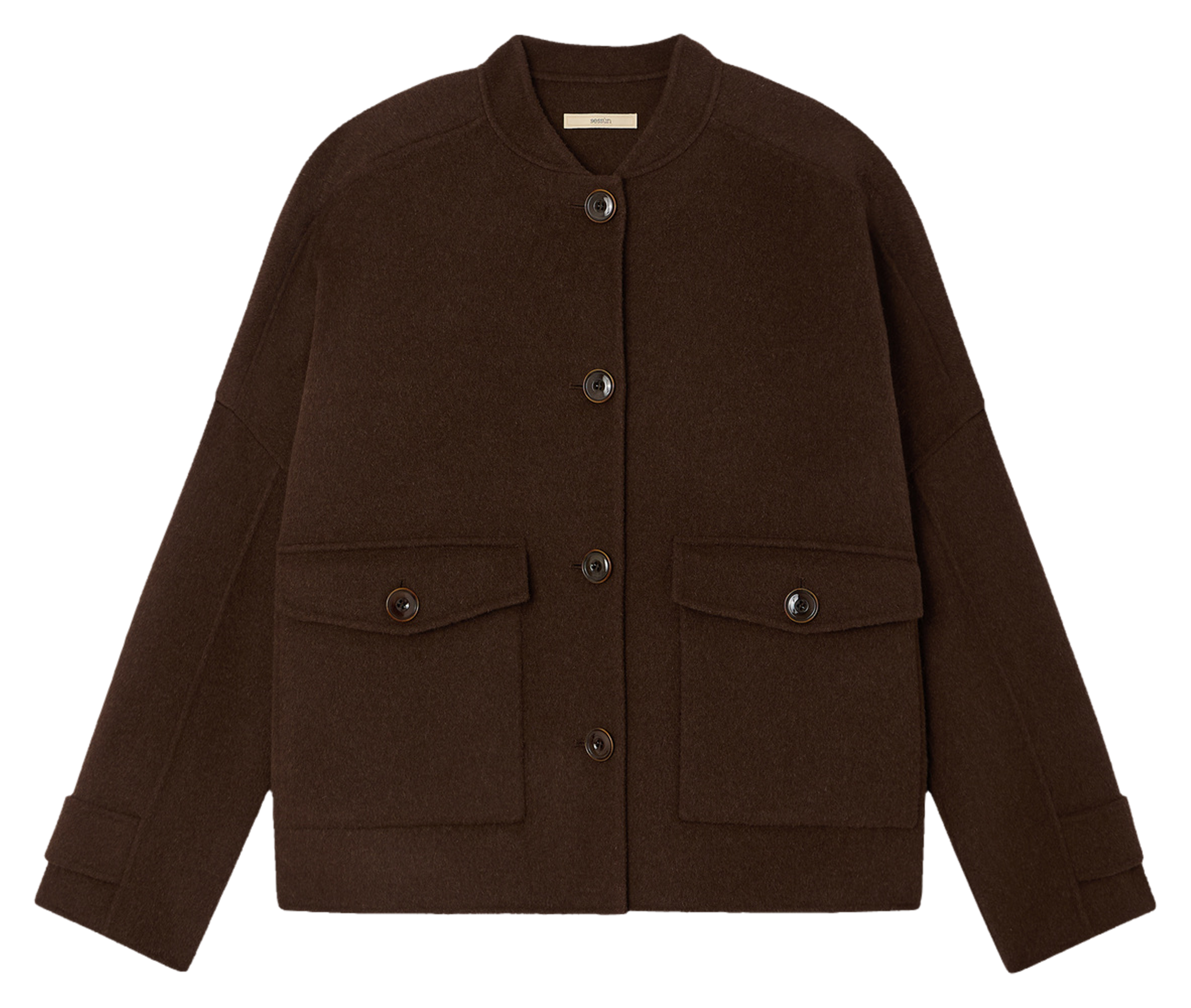 Veste droite en laine mélangée yalespring SESSUN Marron