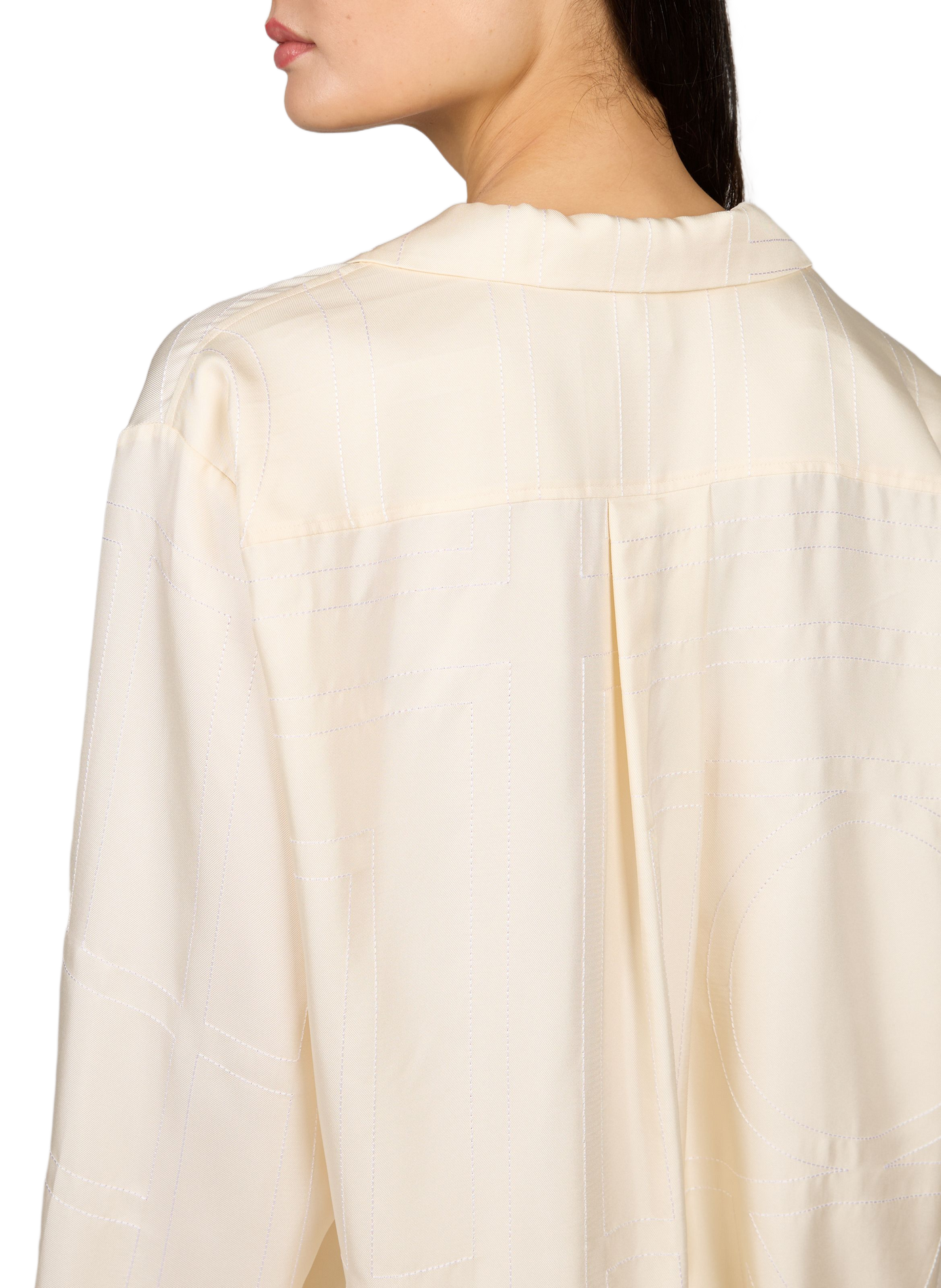 Shirt with embroidered lettering in silk TOTEME Beige
