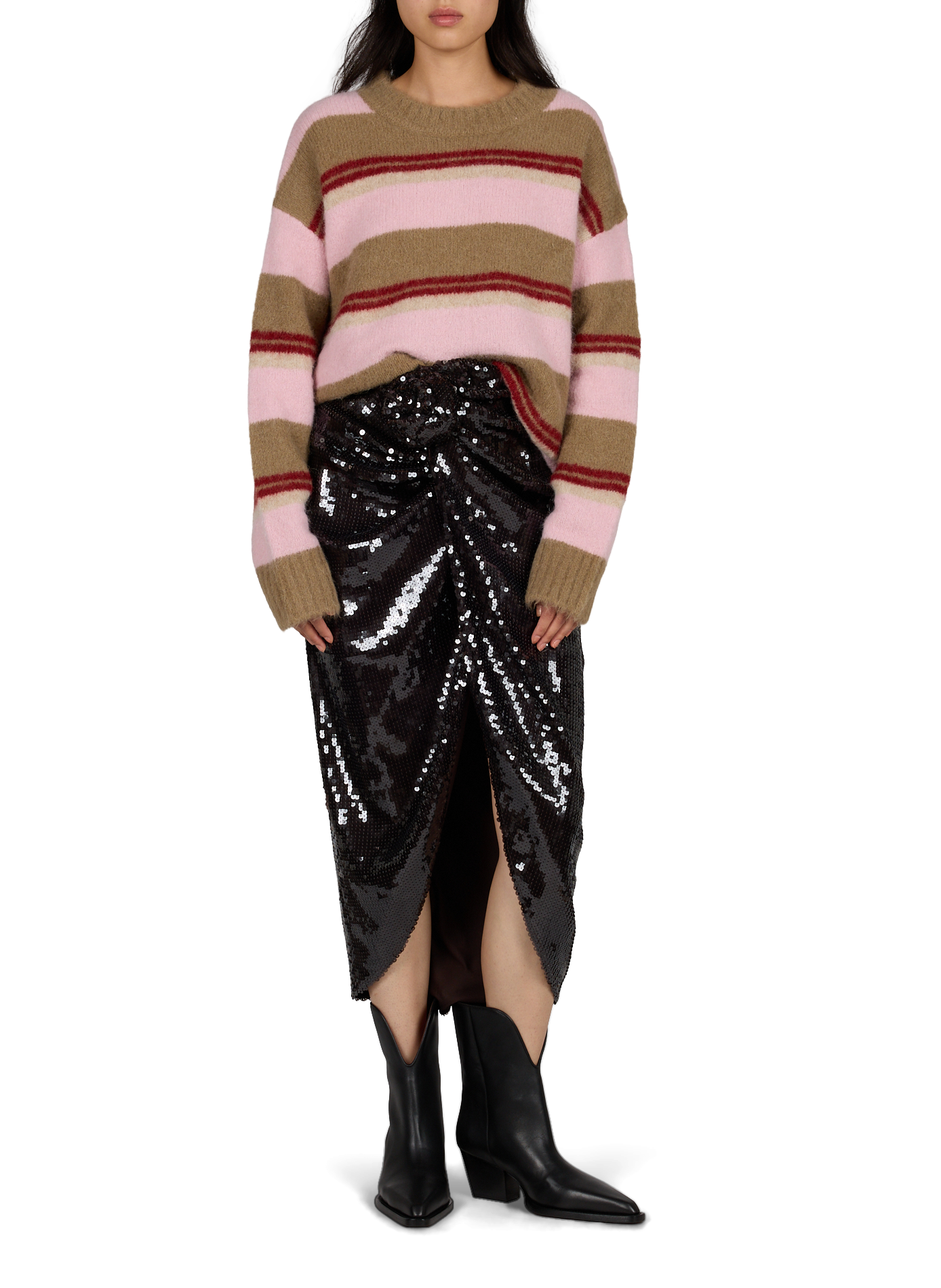 Straight long-sleeved sweater in blended alpaca wool SAMSOE SAMSOE Multicolour