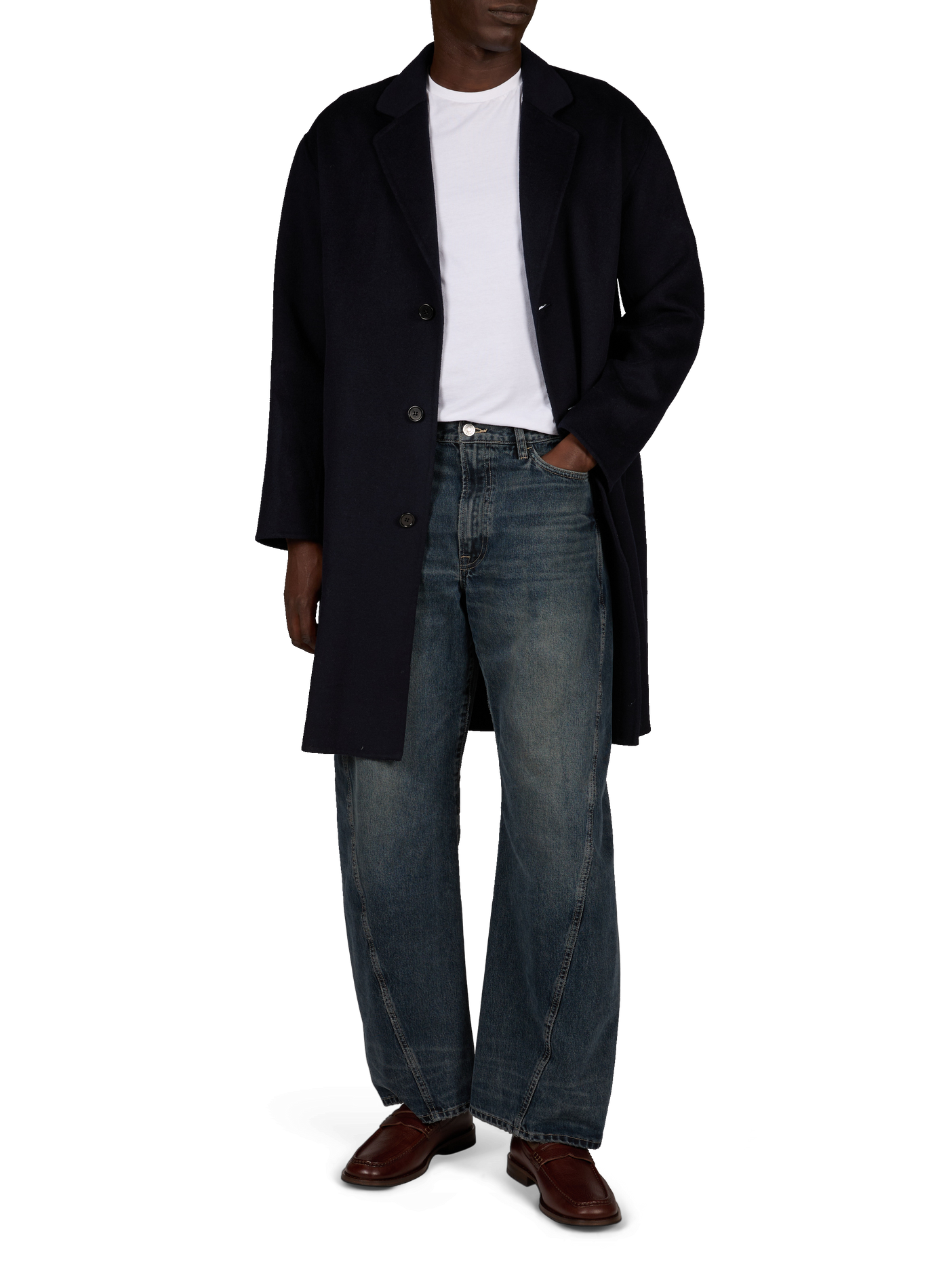 Long, loose-fitting coat in a wool blend NN.07 Blue