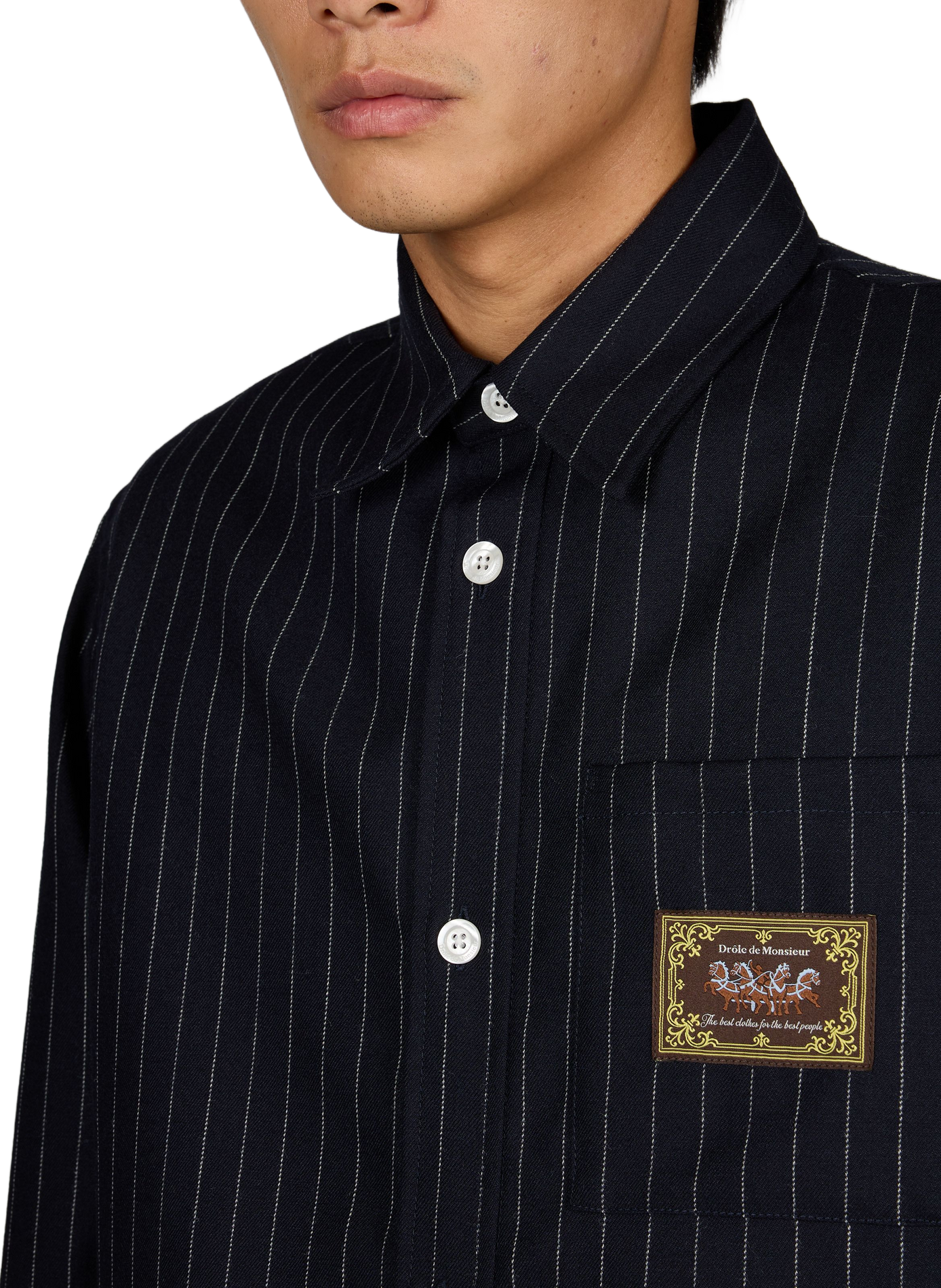 Oversized striped wool shirt DROLE DE MONSIEUR Blue