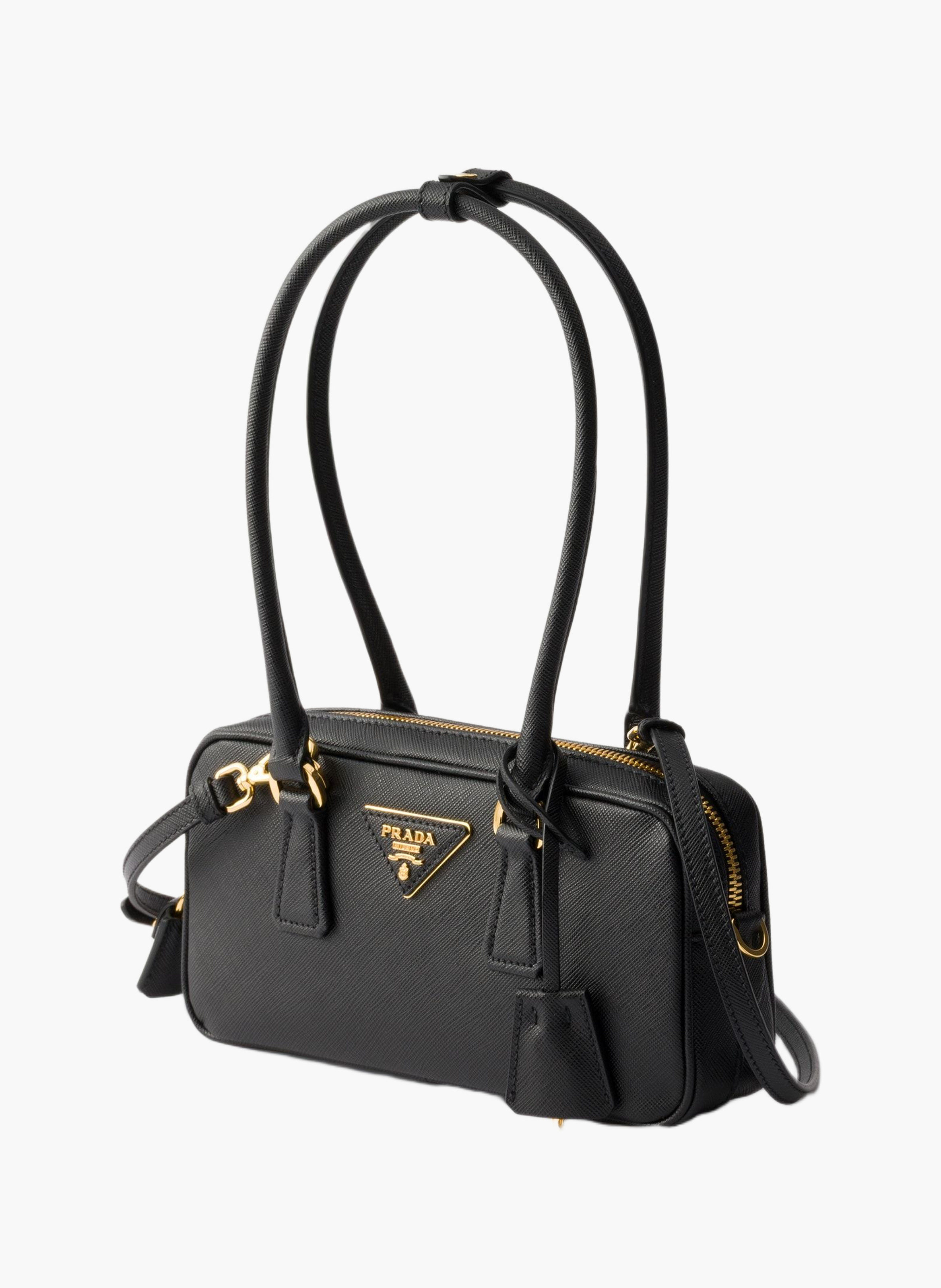 Mini sac à poignée supérieure en cuir saffiano PRADA Noir