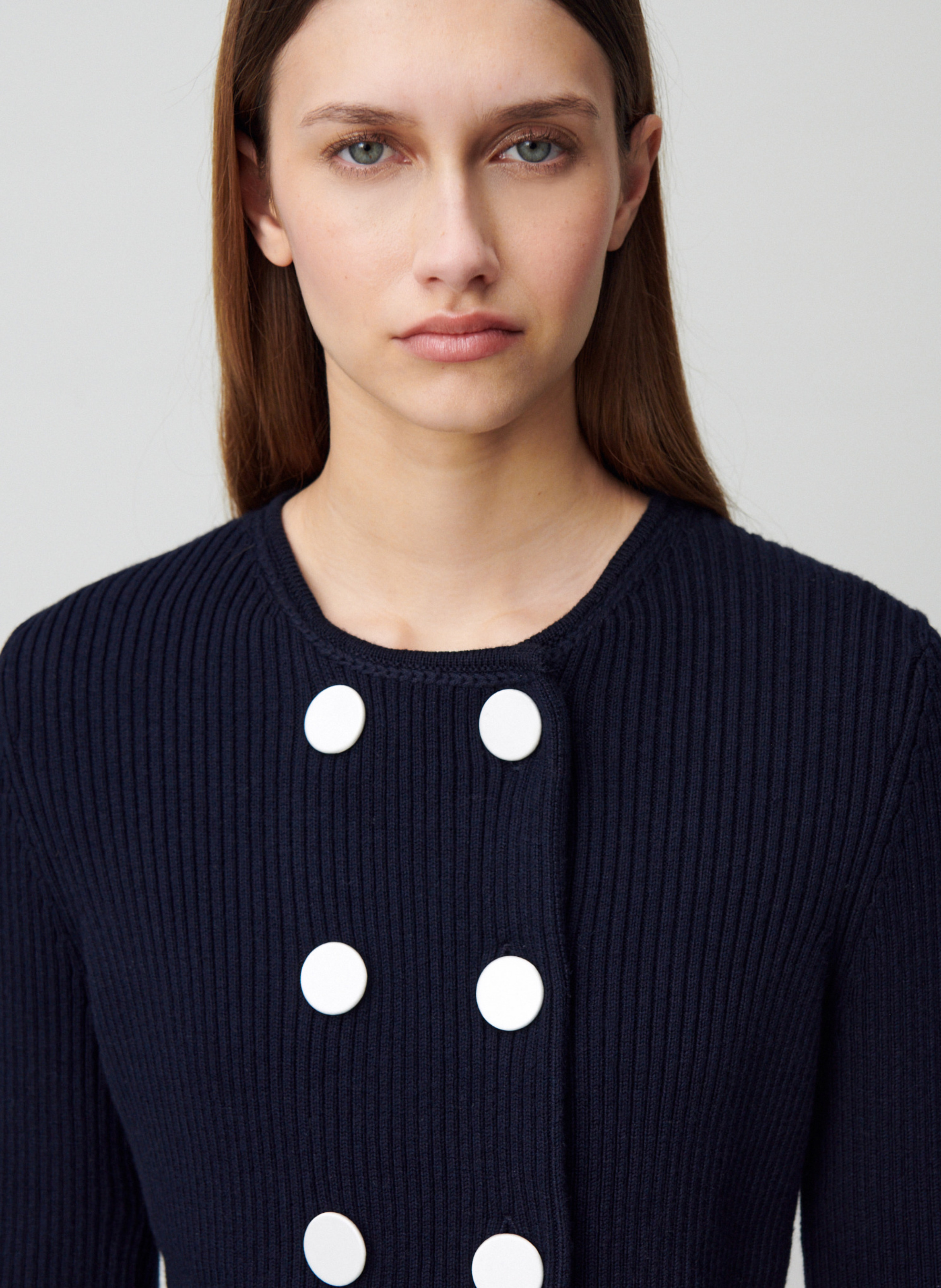 Cardigan droit col rond CLAUDIE PIERLOT Bleu