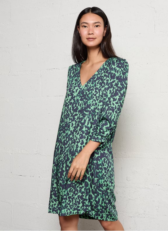 Robe courte imprimée à manches 3/4 Vert by IKKS IKKS Robe courte imprimée à manches 3/4 Vert