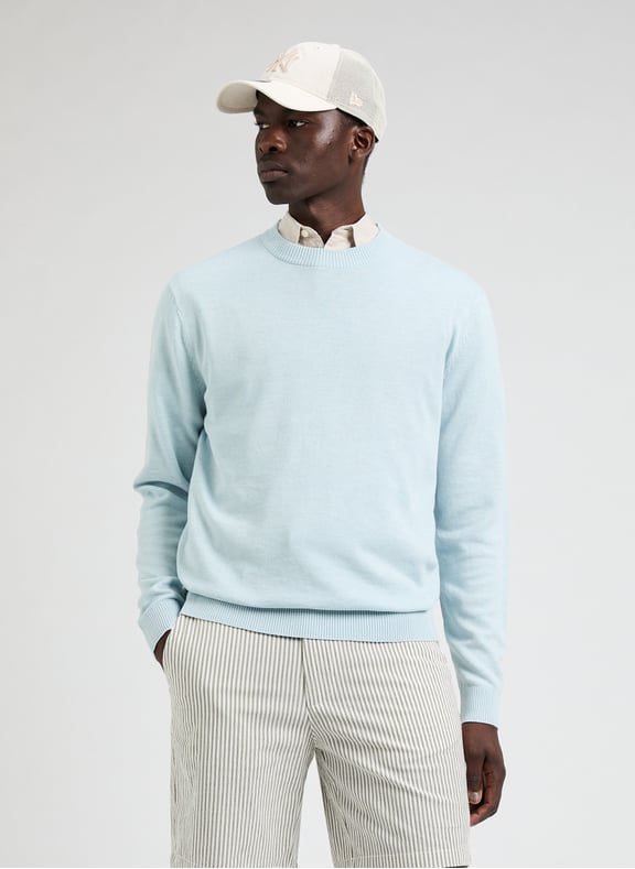 Pull léger en coton et lin Bleu by SELECTED SELECTED Pull léger en coton et lin Bleu