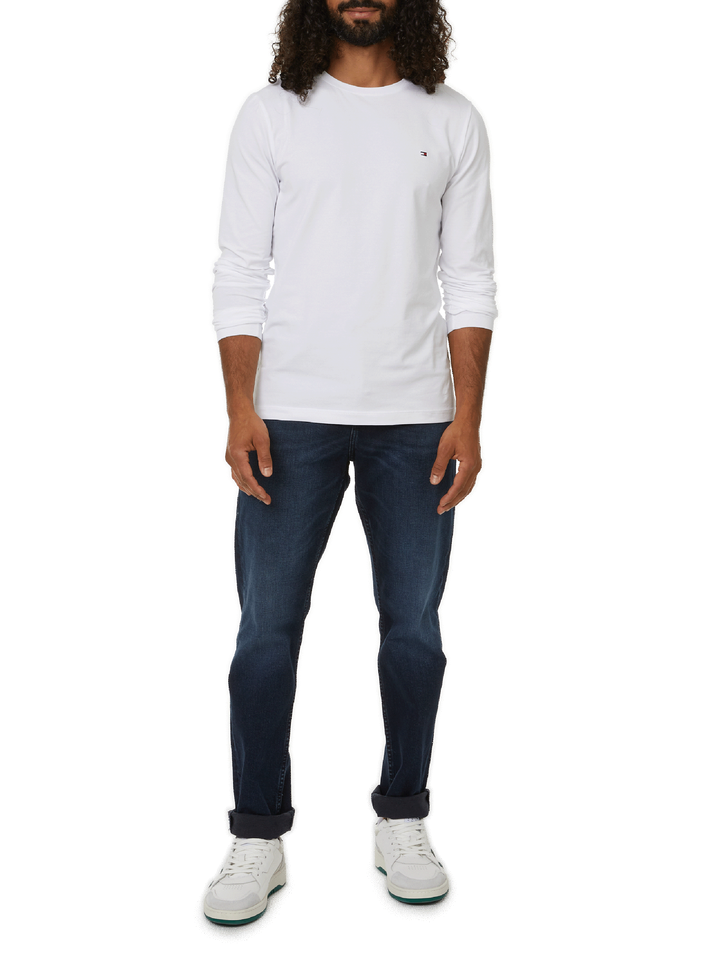 Long-sleeved cotton T-shirt TOMMY HILFIGER White