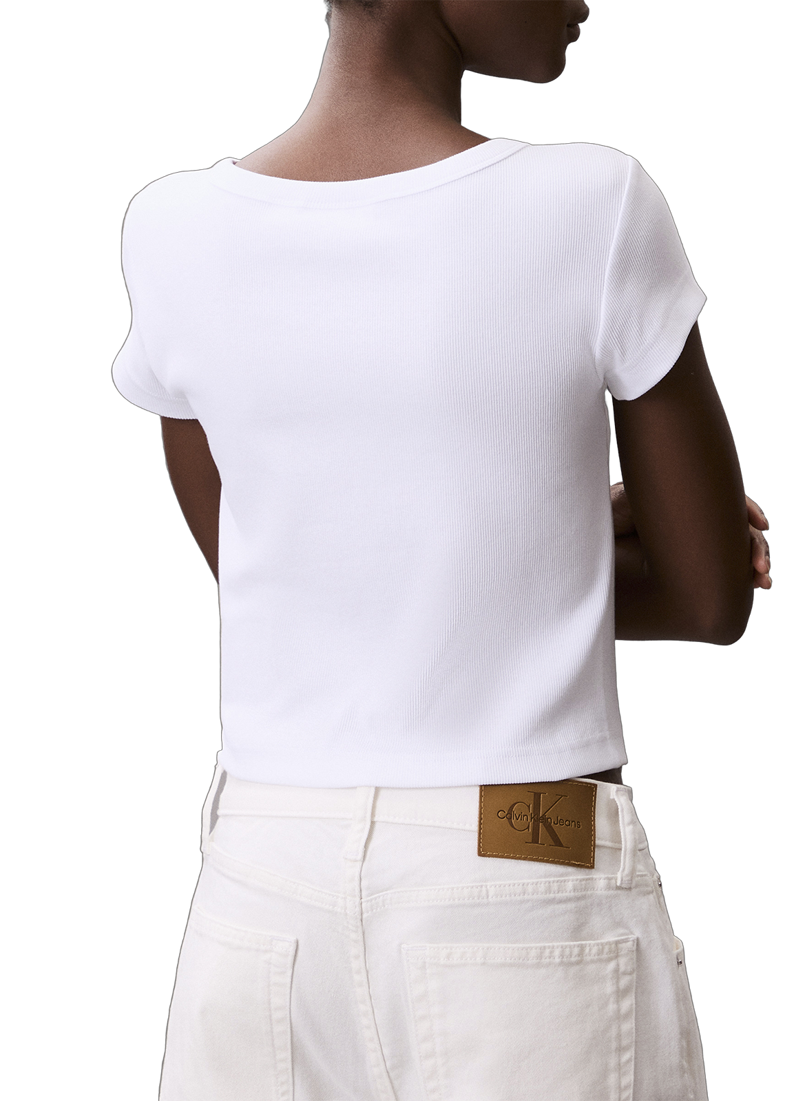 T-shirt court en coton mélangé CALVIN KLEIN Blanc