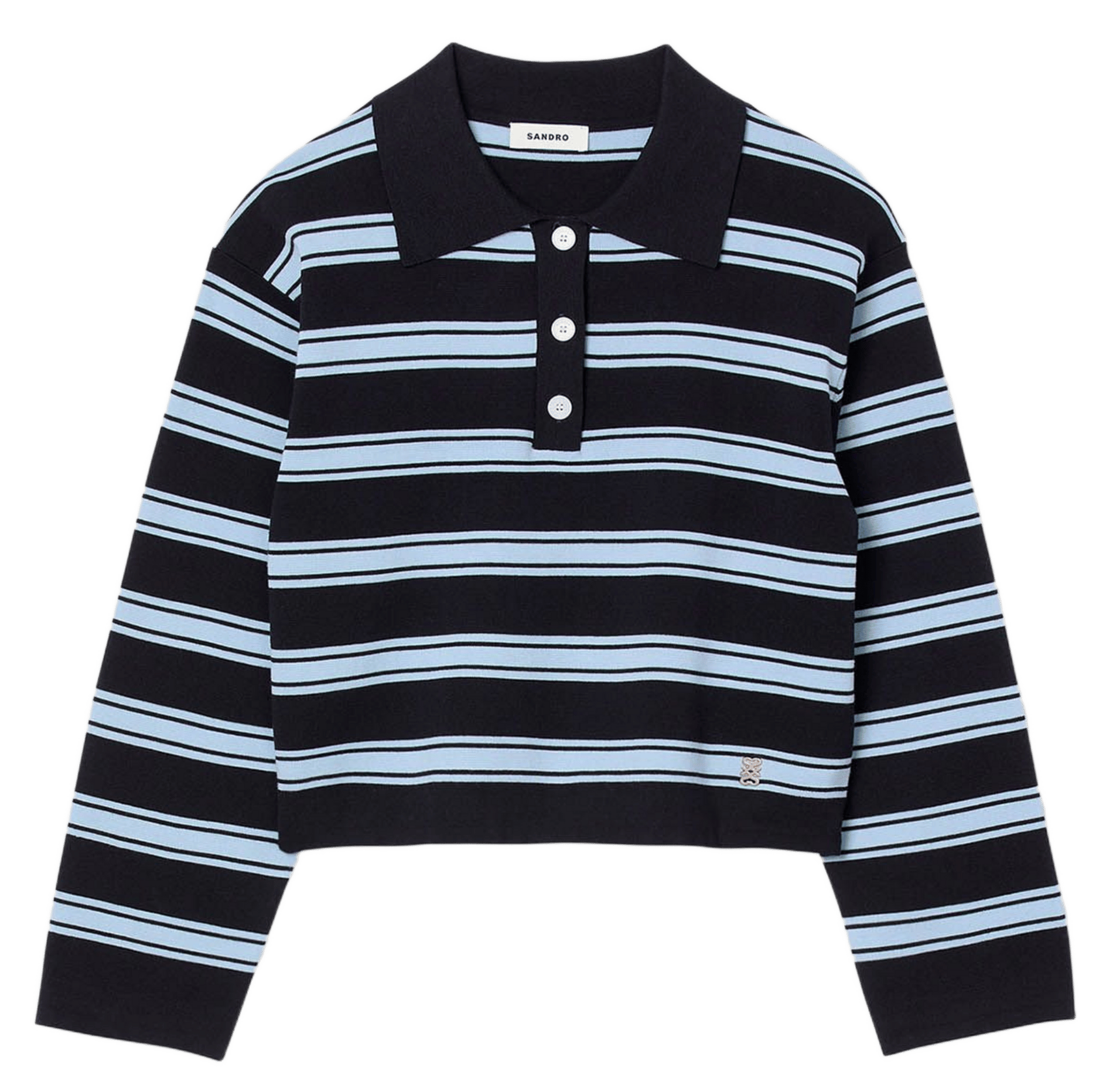 Polo droit en coton soie et lin Bleu