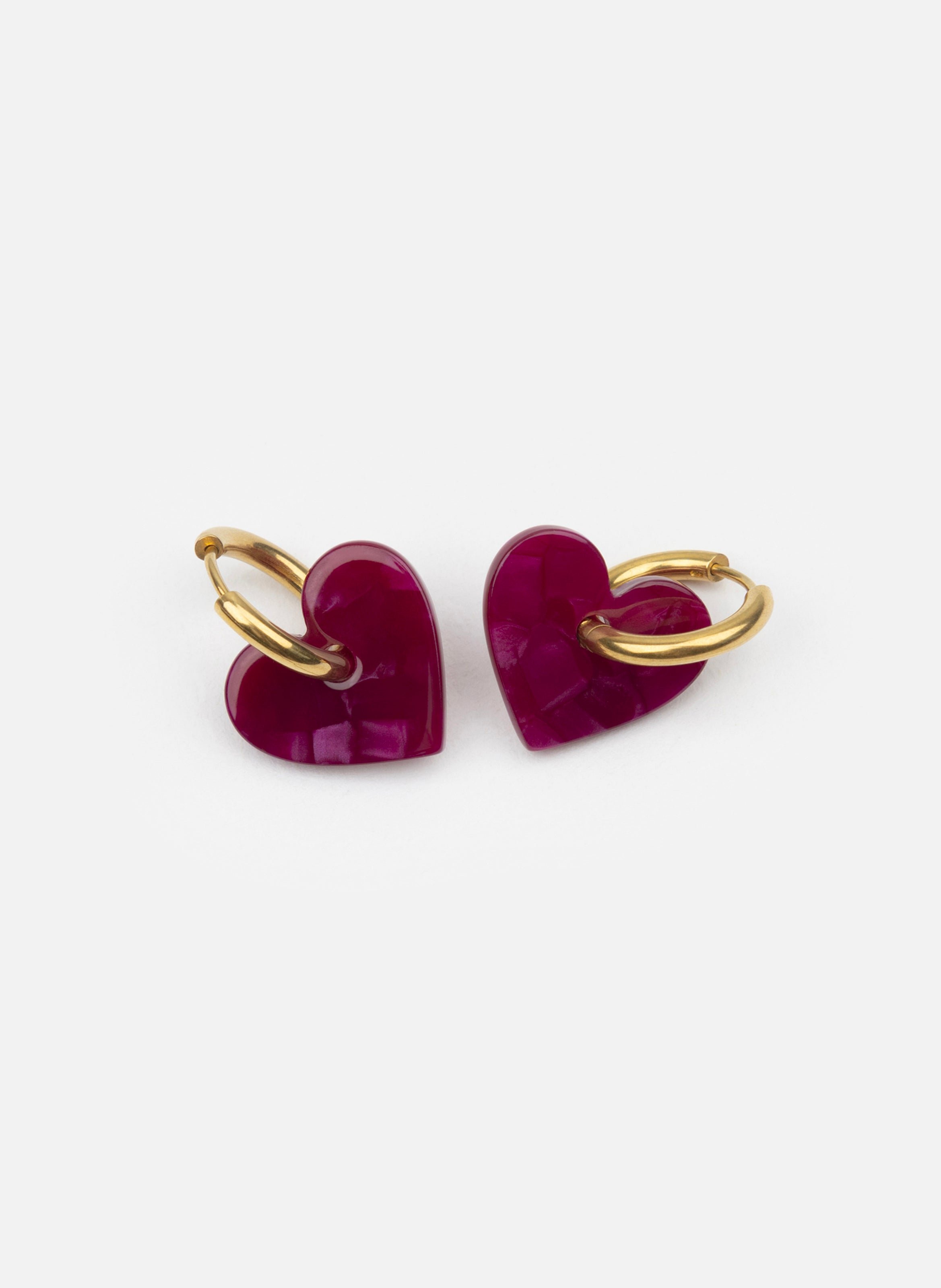 Boucles d'oreilles lova lova avec anneaux en acier inoxydable doré KURAGE GINZA Rouge