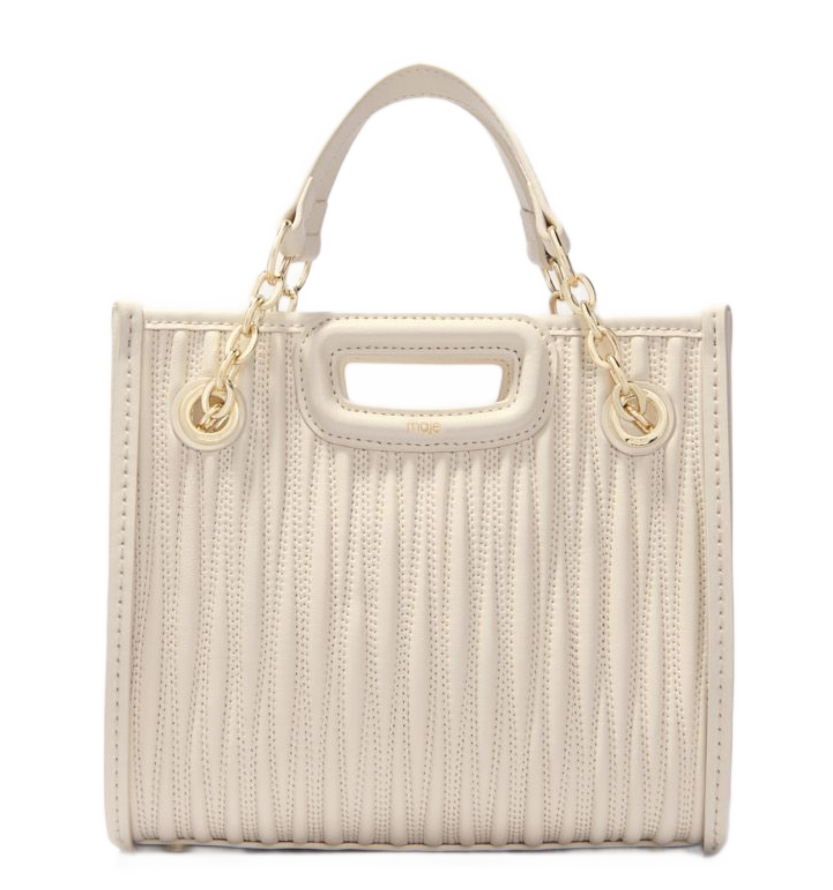 MAJE Sac bandoulière en cuir m cabas mini Blanc