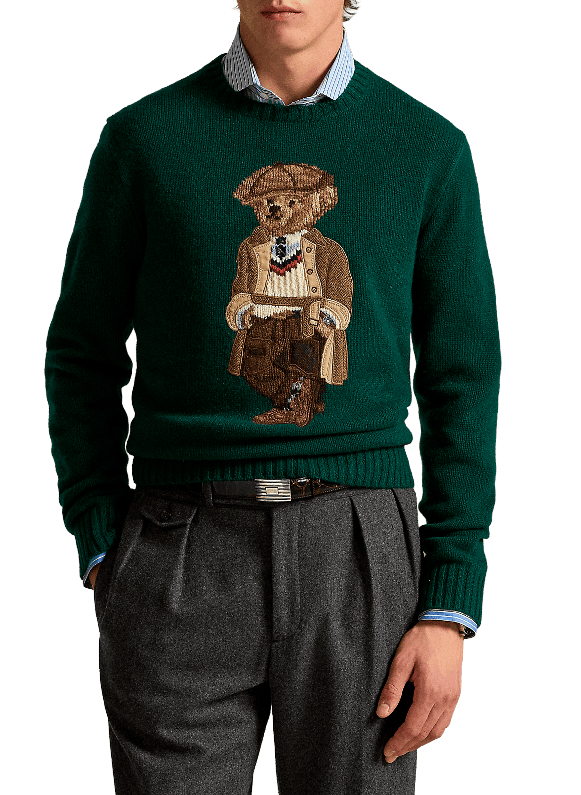 POLO RALPH LAUREN Pull col rond en laine Vert