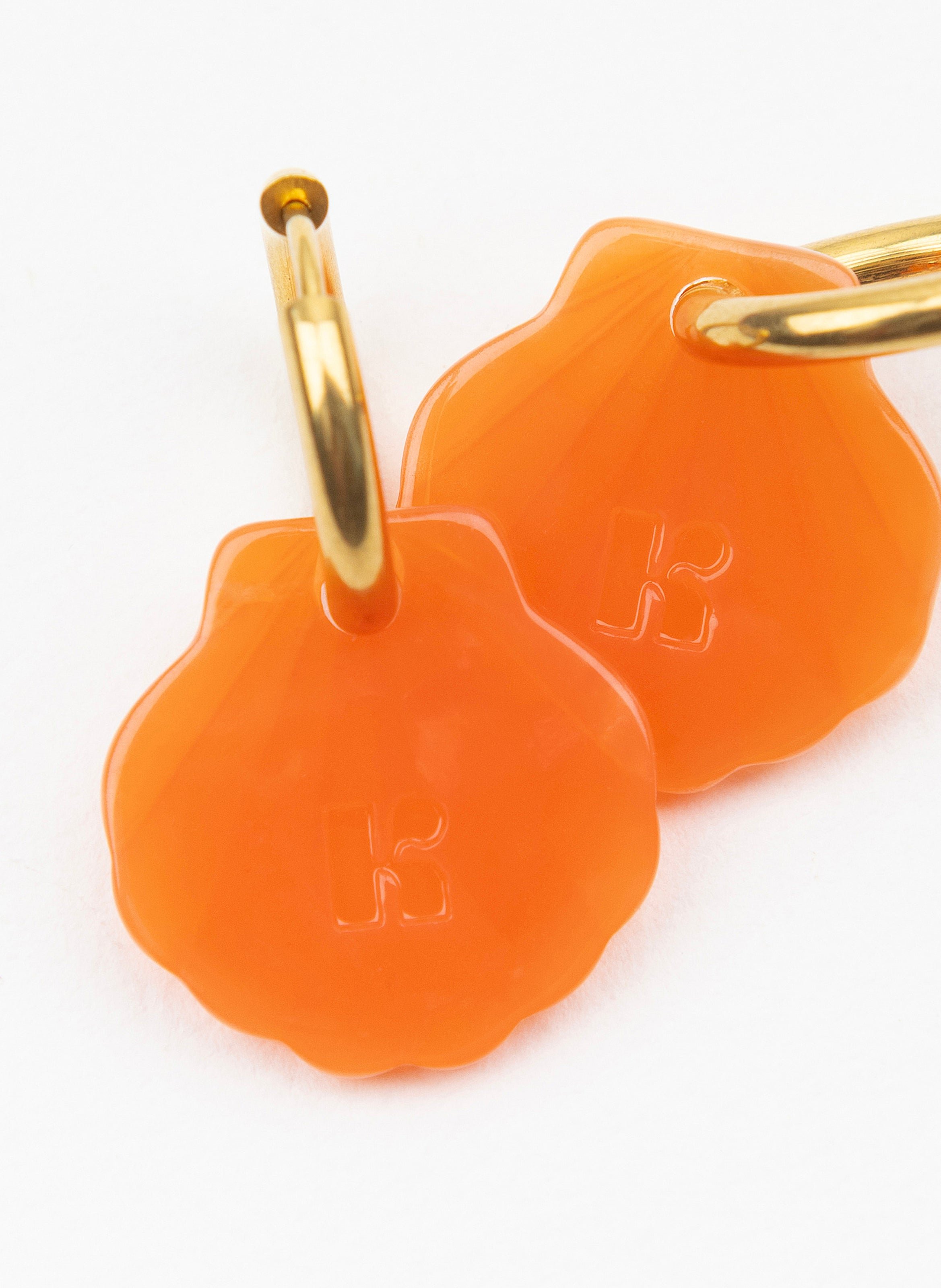 Boucles d'oreilles baby mermaid avec anneaux en acier inoxydable argenté KURAGE GINZA Orange