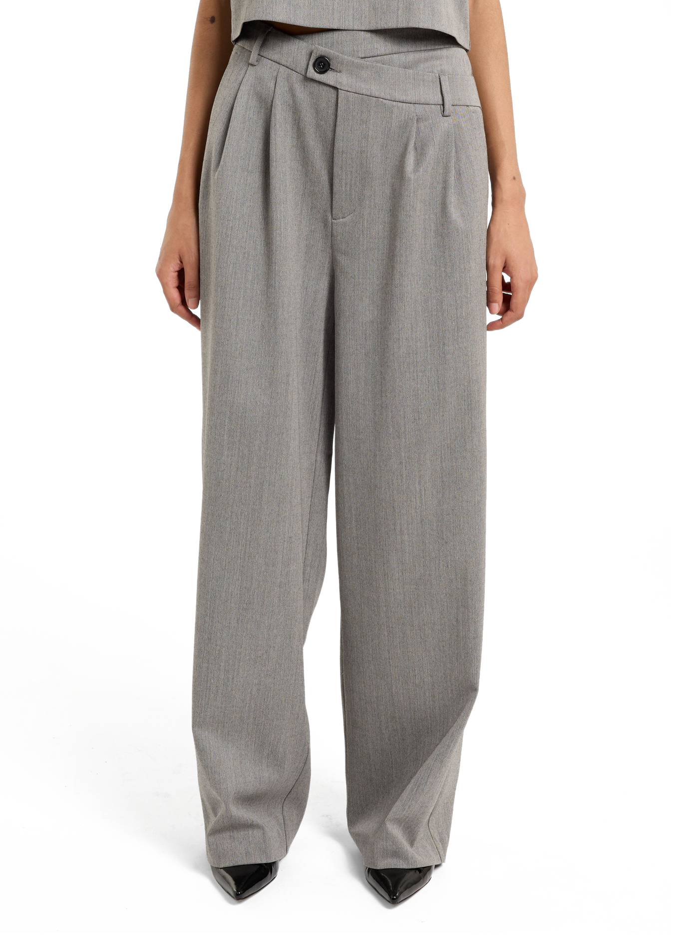 Pantalon large Acros taille haute en laine mélangée SAISON 1865 Gris