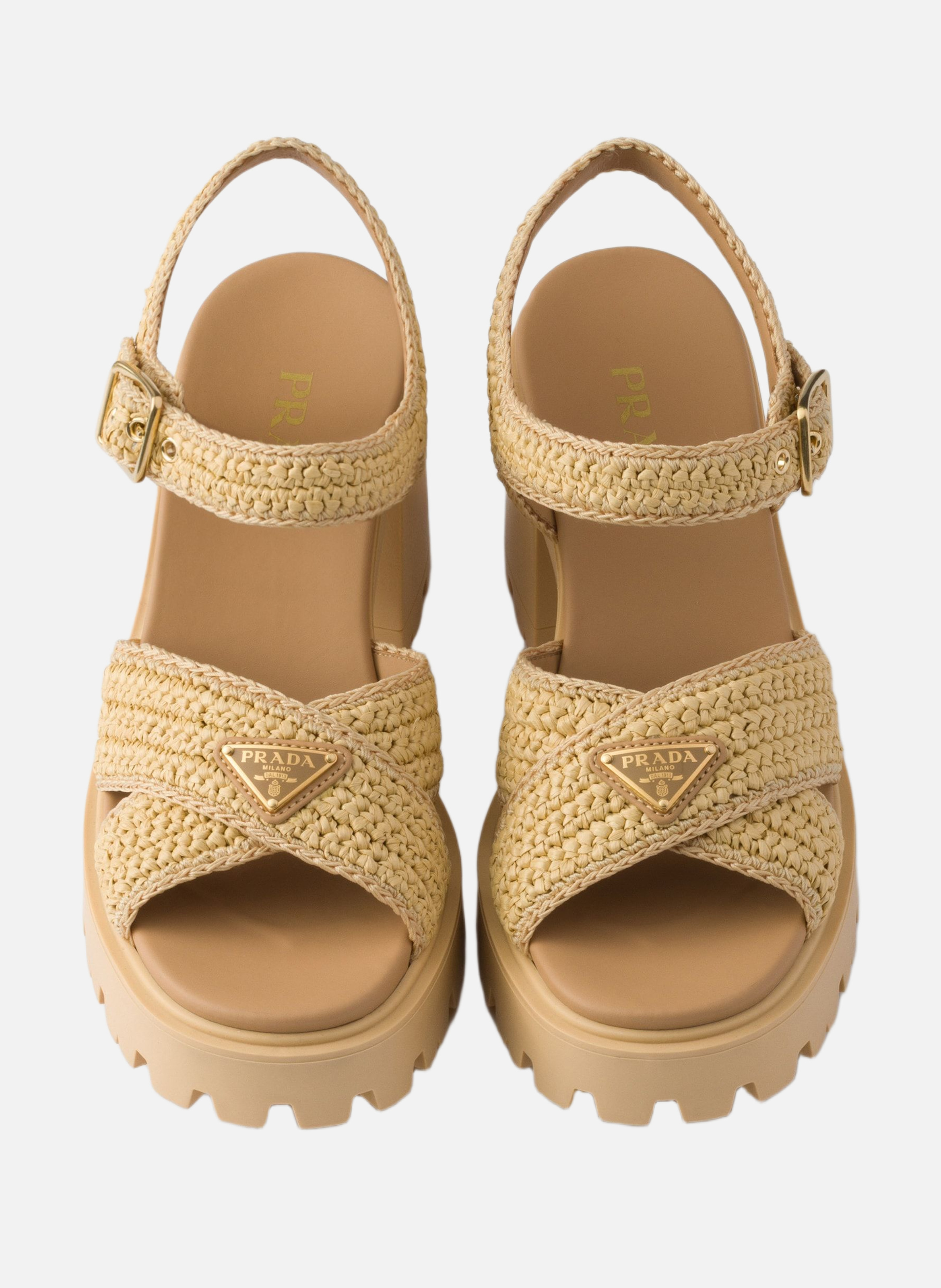 Sandales en crochet PRADA Beige