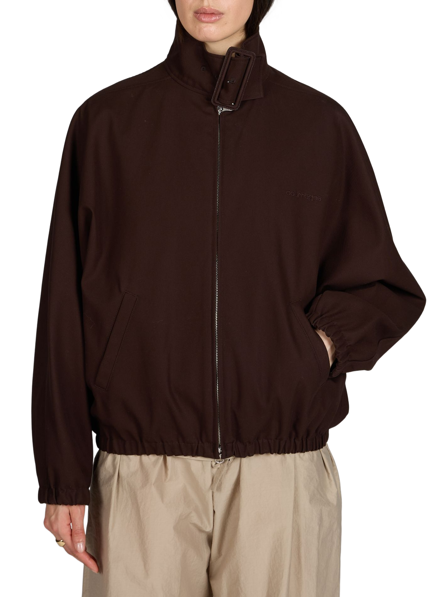 Veste bomber ample en coton mélangé COURRÈGES Marron