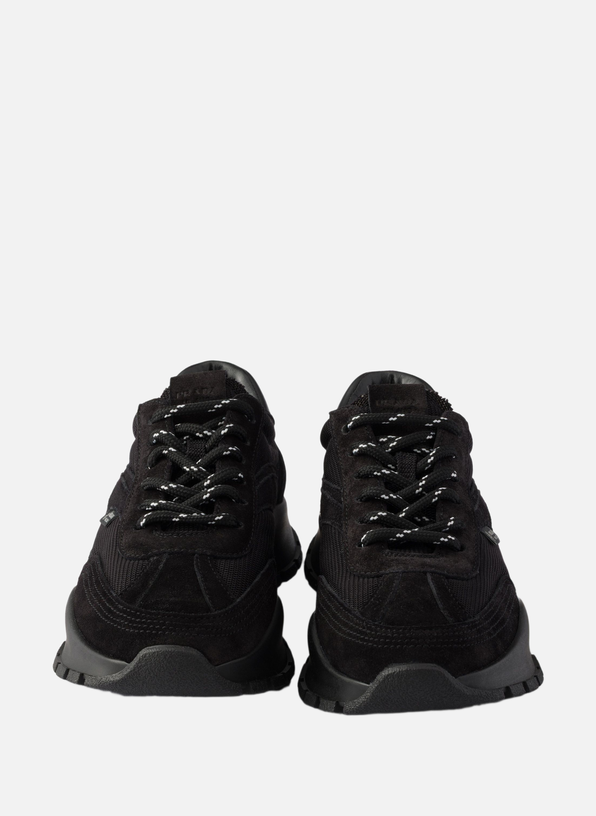 Baskets en mesh et en suède PRADA Noir