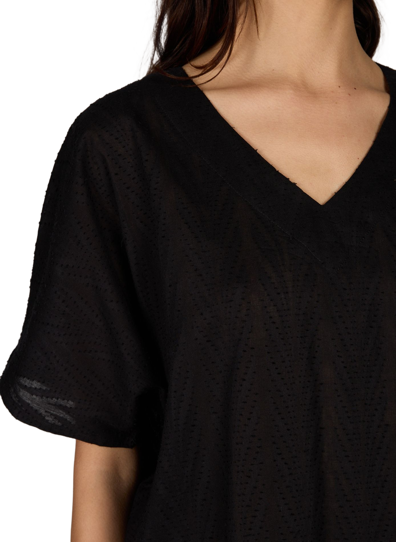 Robe de plage à col V en coton GRAIN DE SABLE Noir