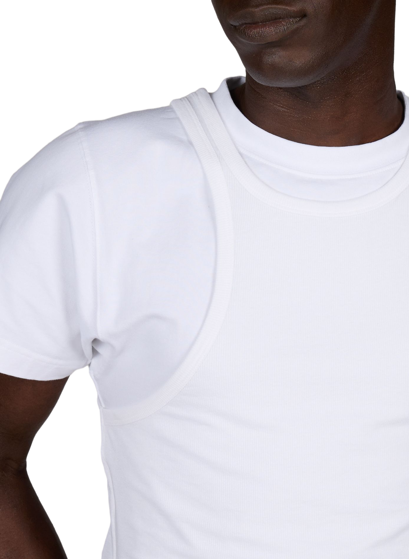 T-shirt doublé débardeur en coton mélangé ALAINPAUL Blanc