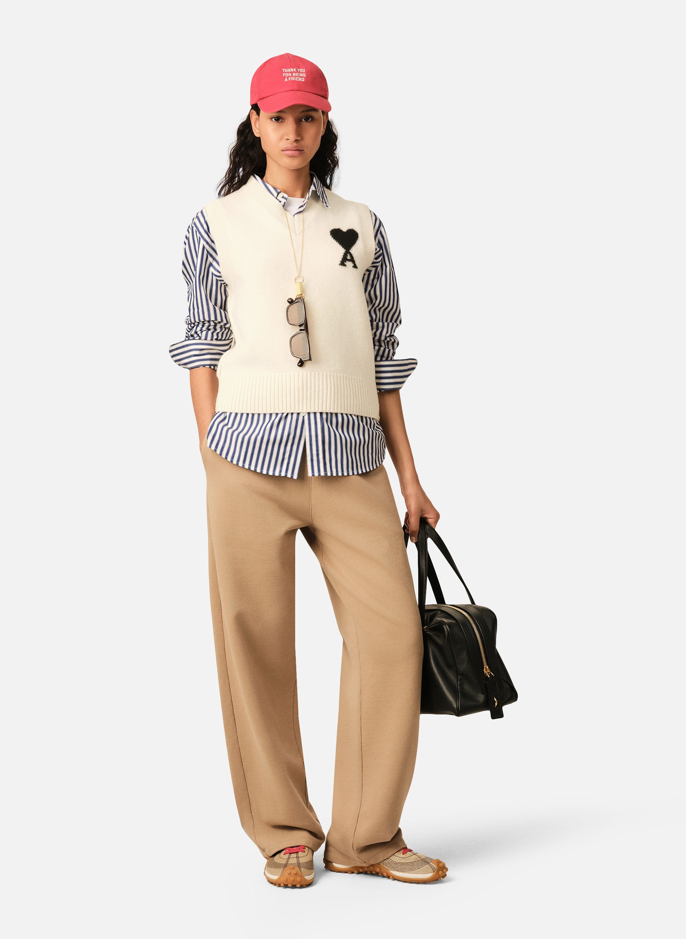 Pull unisexe en laine sans manches ami de coeur AMI PARIS Blanc