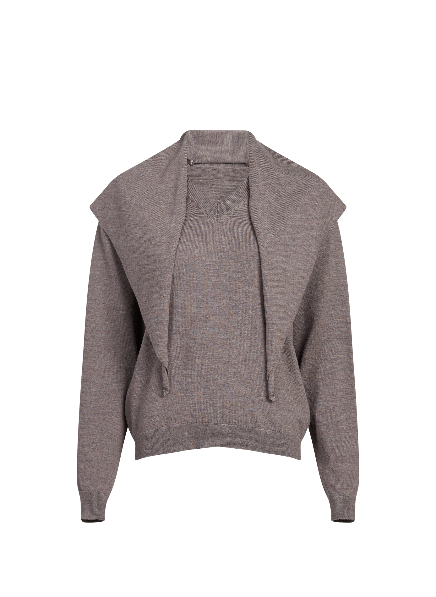 Pull col v à écharpe amovible en laine SAISON 1865 Gris