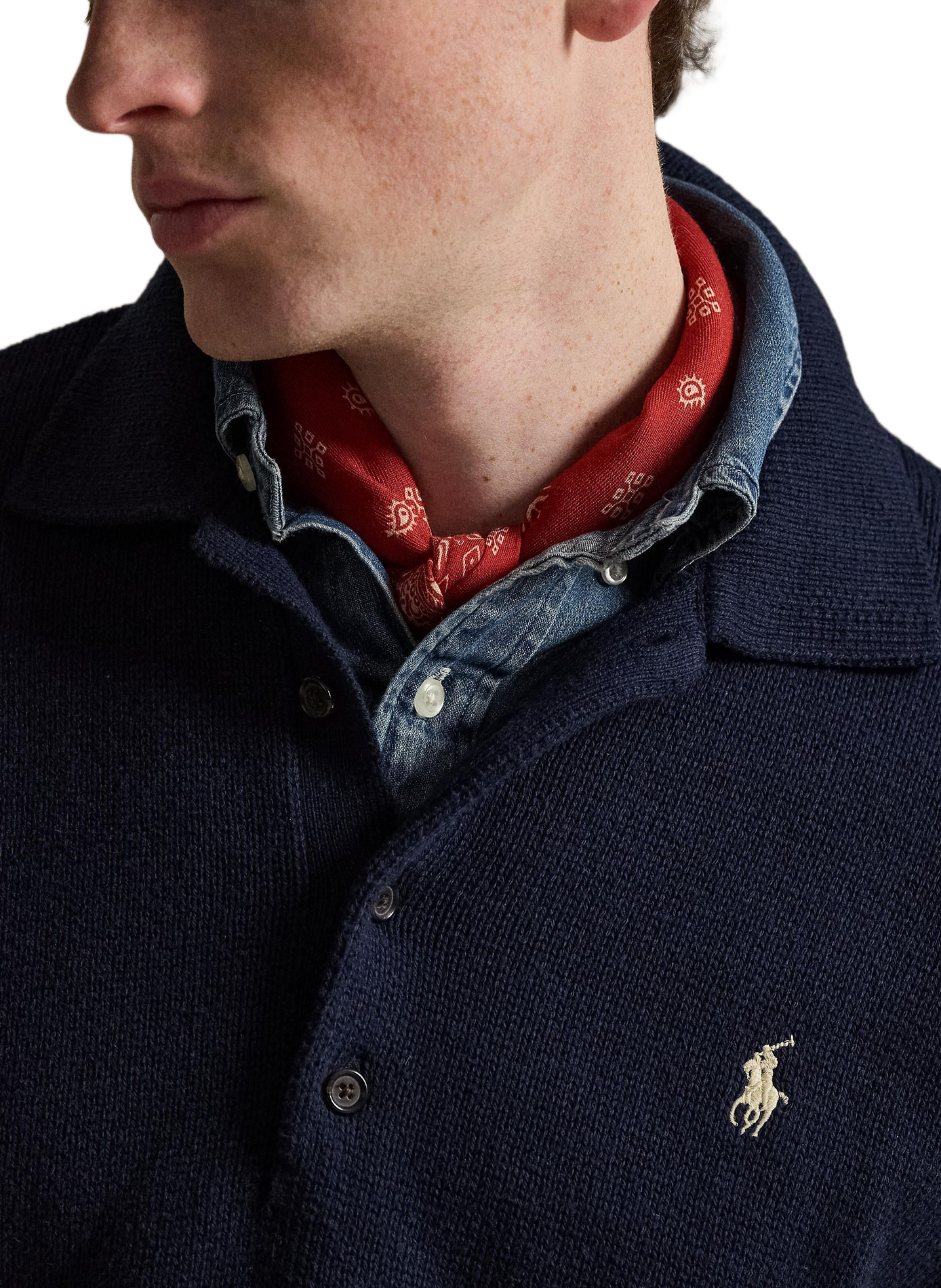 Straight fit polo-neck sweater with American flag in cotton POLO RALPH LAUREN Blue