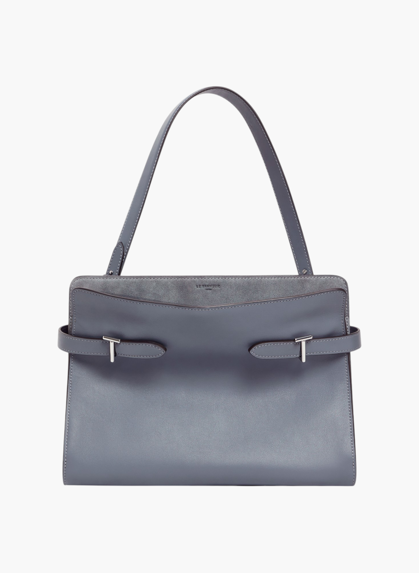 Sac porté épaule grand modèle emie en cuir lisse et nubuck LE TANNEUR Bleu