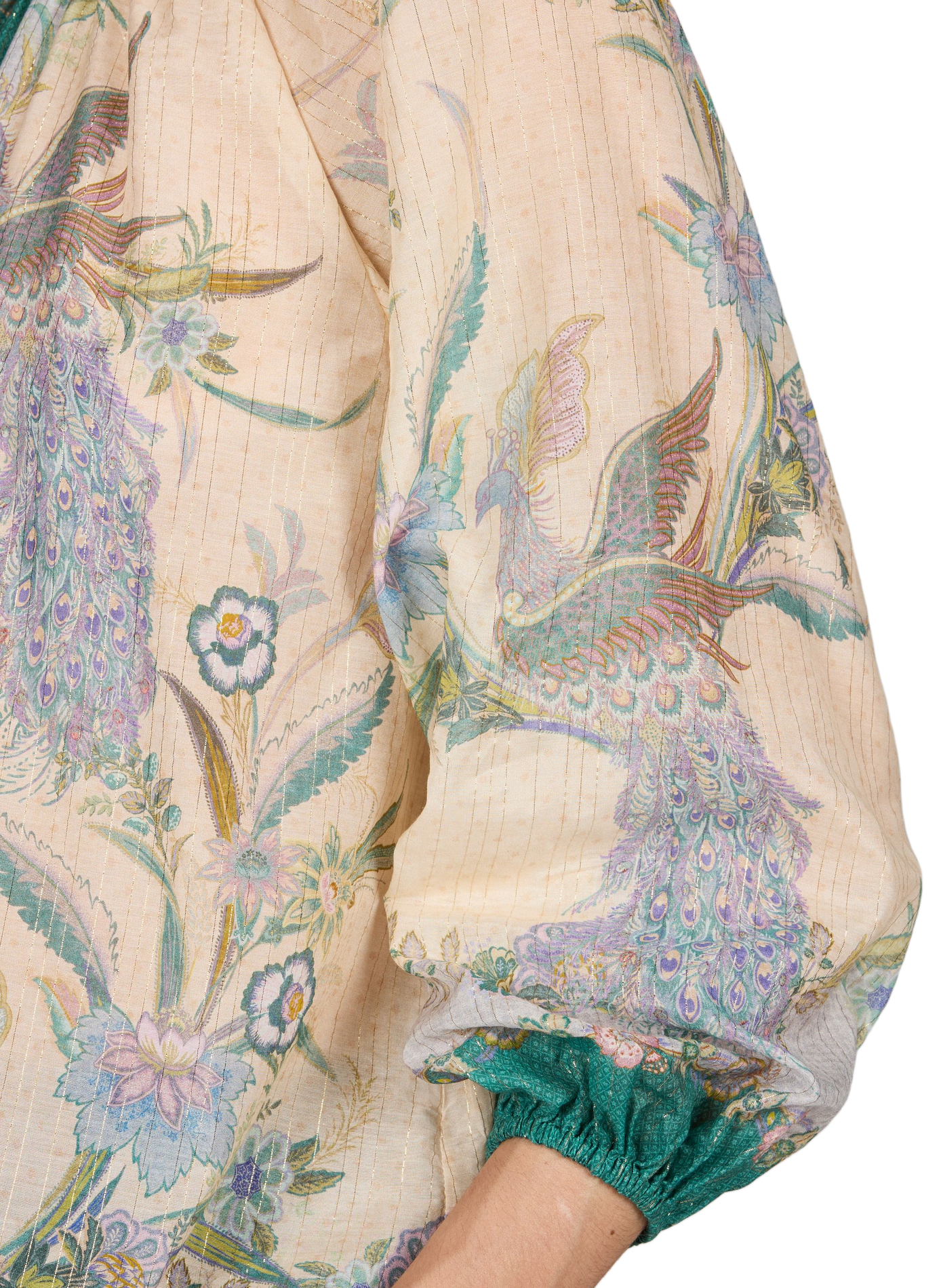 Billow Indra blouse with floral print in blended cotton ZIMMERMANN Green
