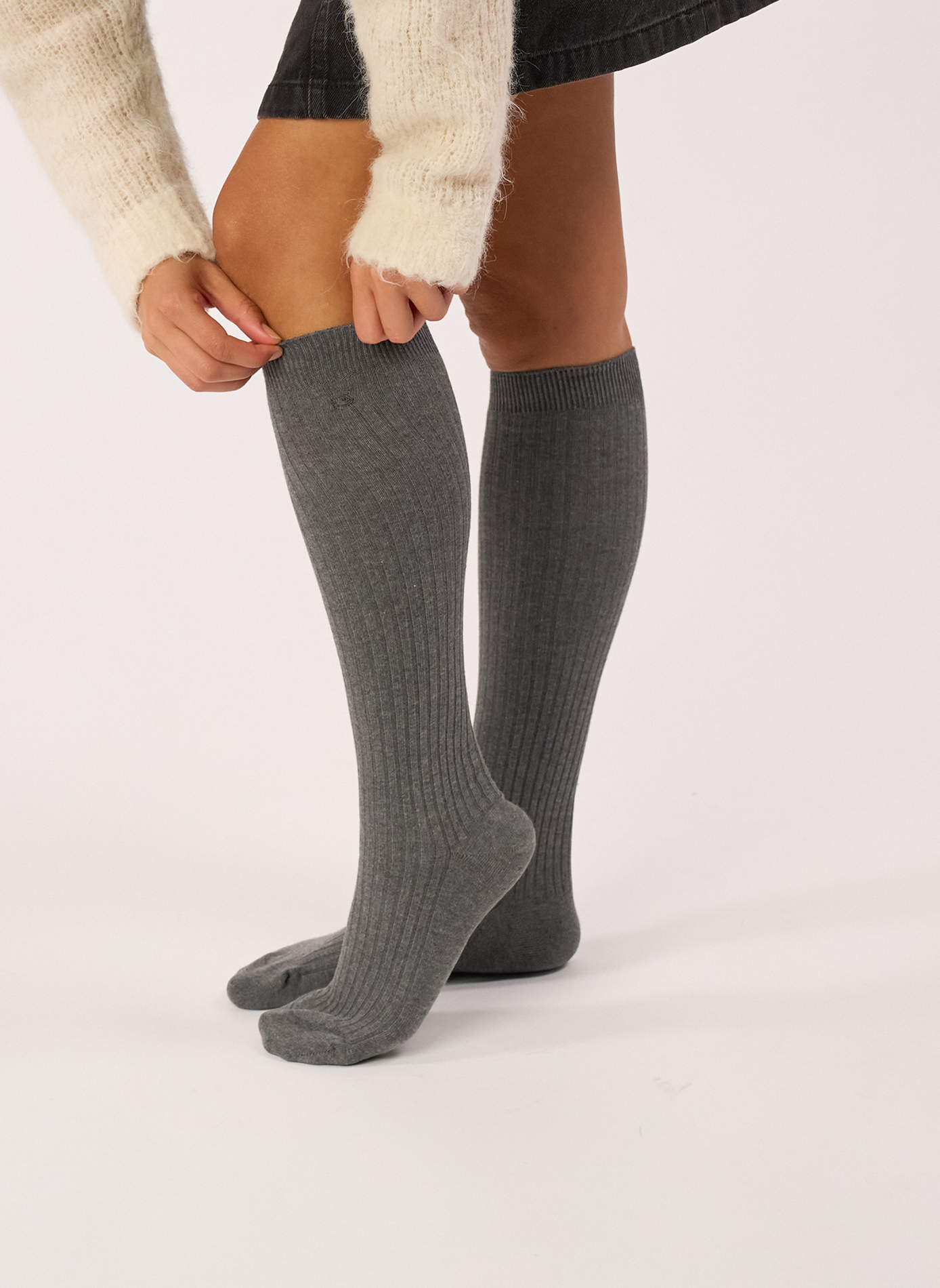Chaussettes en coton peigné hautes BILLYBELT Gris